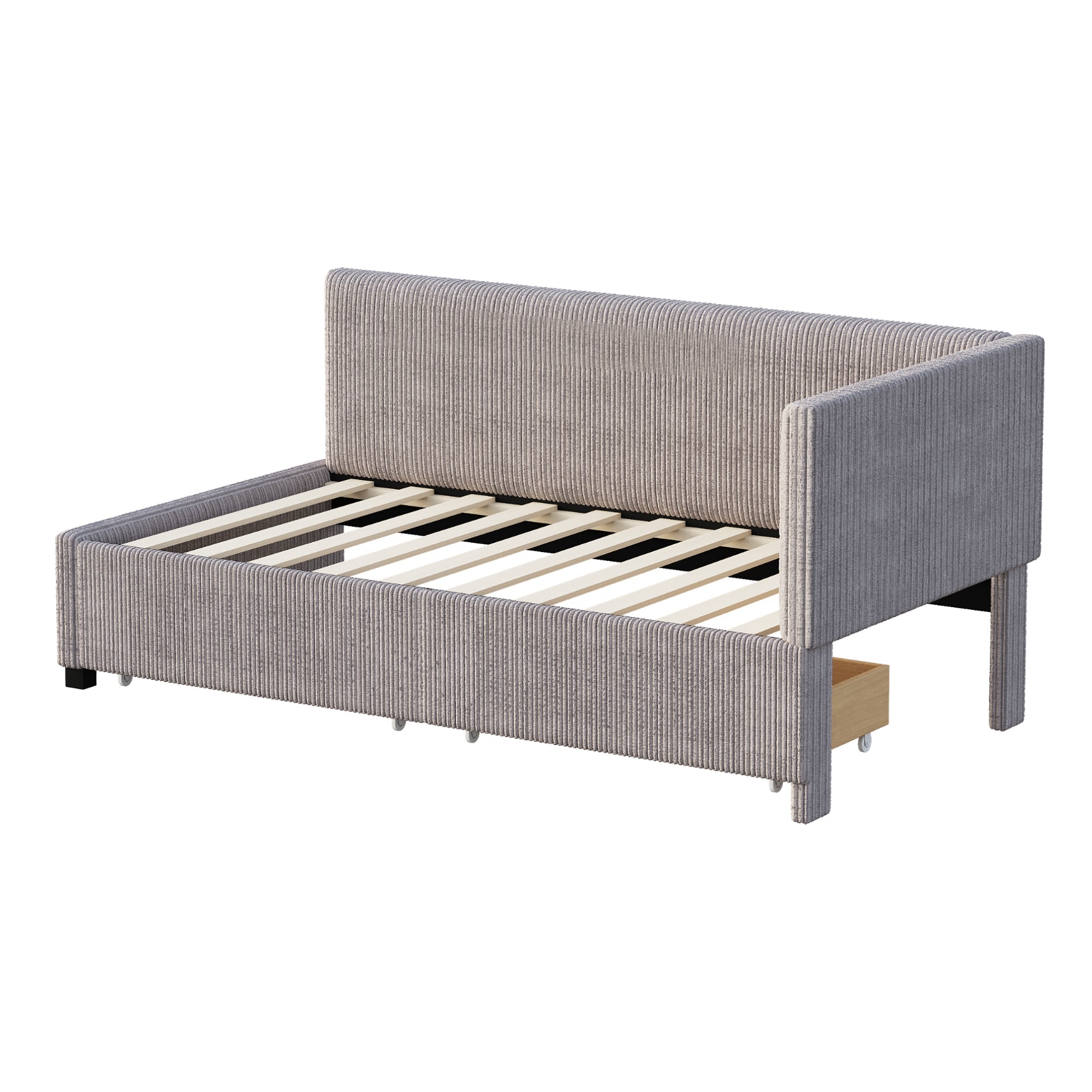 Logidon gestoffeerde slaapbank 90x200 grijs velours met opbergruimte