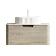 Logidon 80 cm floating bathroom furniture with travertine sintered stone top