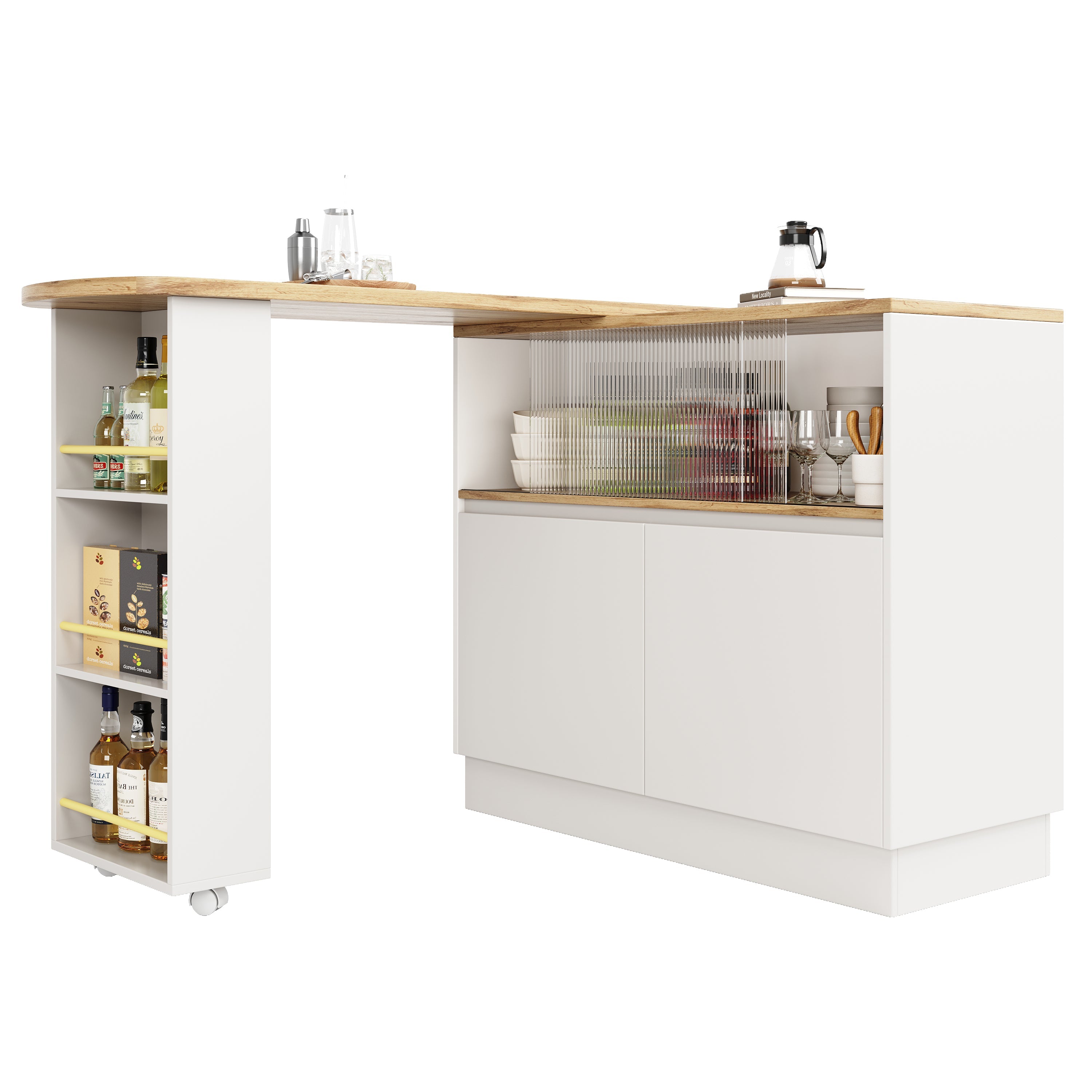 Logidon 360° draaibaar dressoir wit 90×45×100 cm glazen schuifdeur