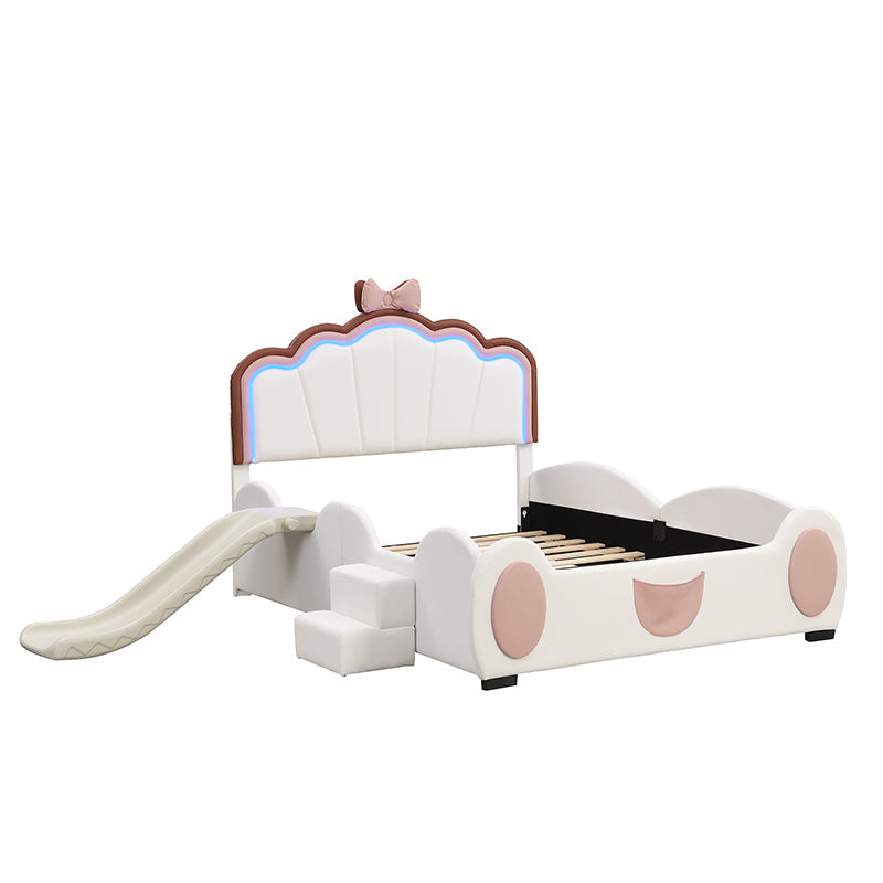 Logidon 90x200 cm Butterfly Bed With LED Color Changing Pink White