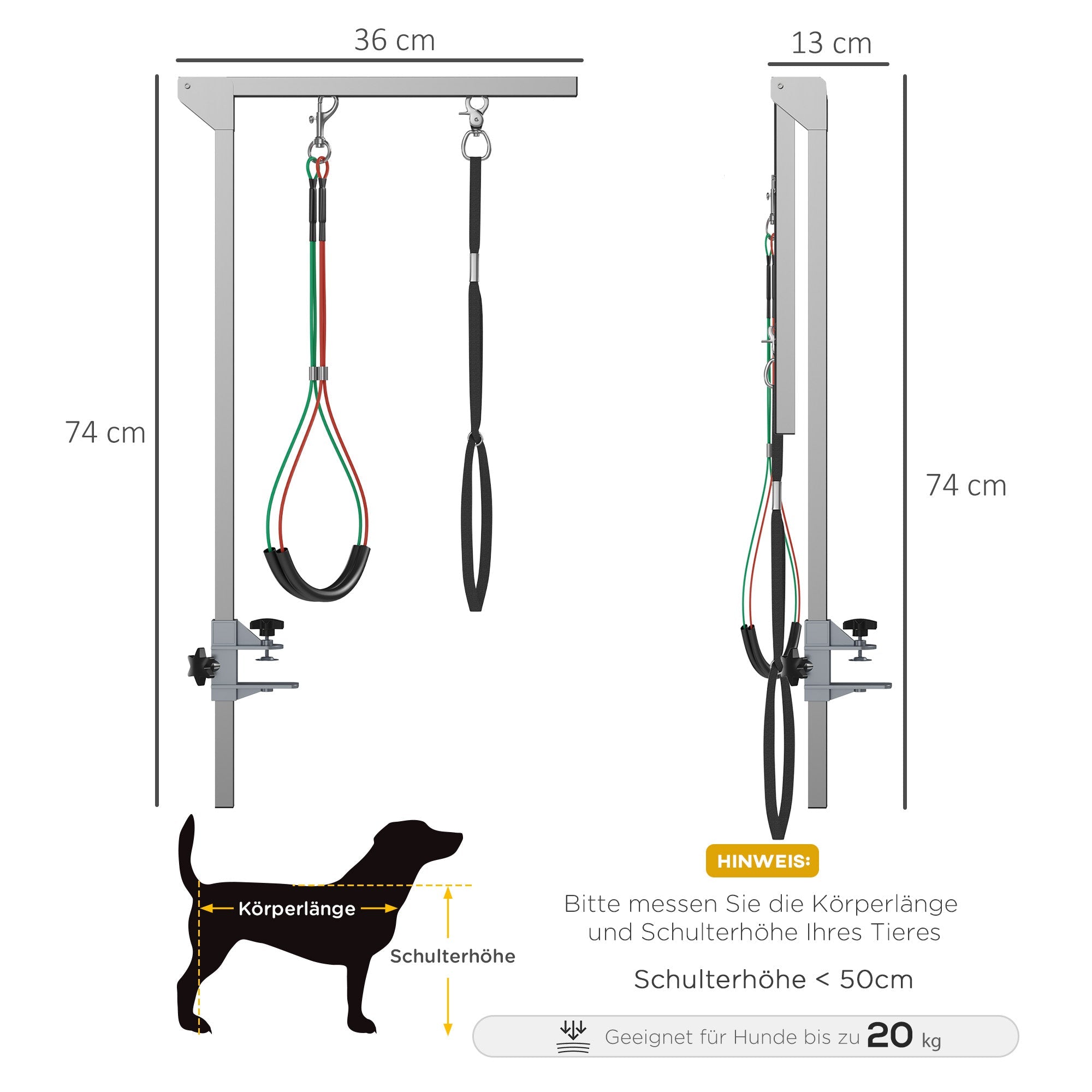 Logidon Kaptafelarm voor hondentrimmers Aluminium Zilver voor middelgrote honden