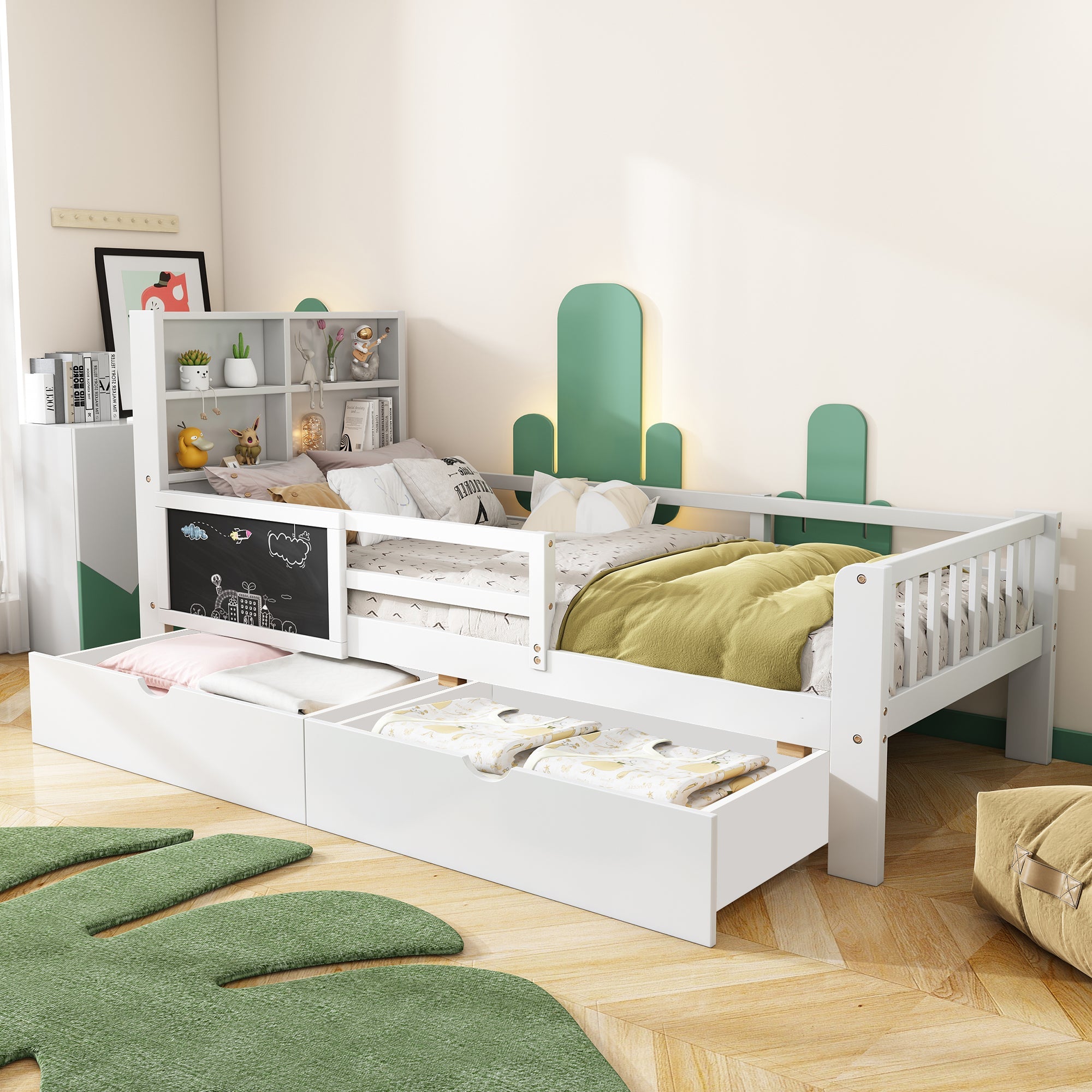 Logidon Kinderbed met Laden en Plank 90x200 cm Wit