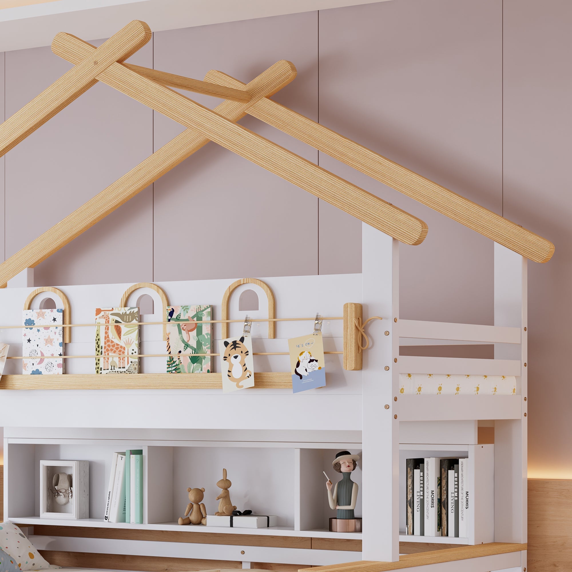 Logidon stapelbed wit naturel 90x200cm en 120x200cm twee lades