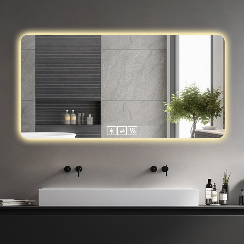 Logidon LED badkamerspiegel zilver 100x60 CM dimbaar 3 lichtkleuren