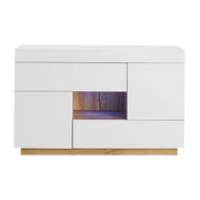 Logidon dressoir hoogglans wit vitrinekast LED 16 kleuren 120x37x76,5 cm