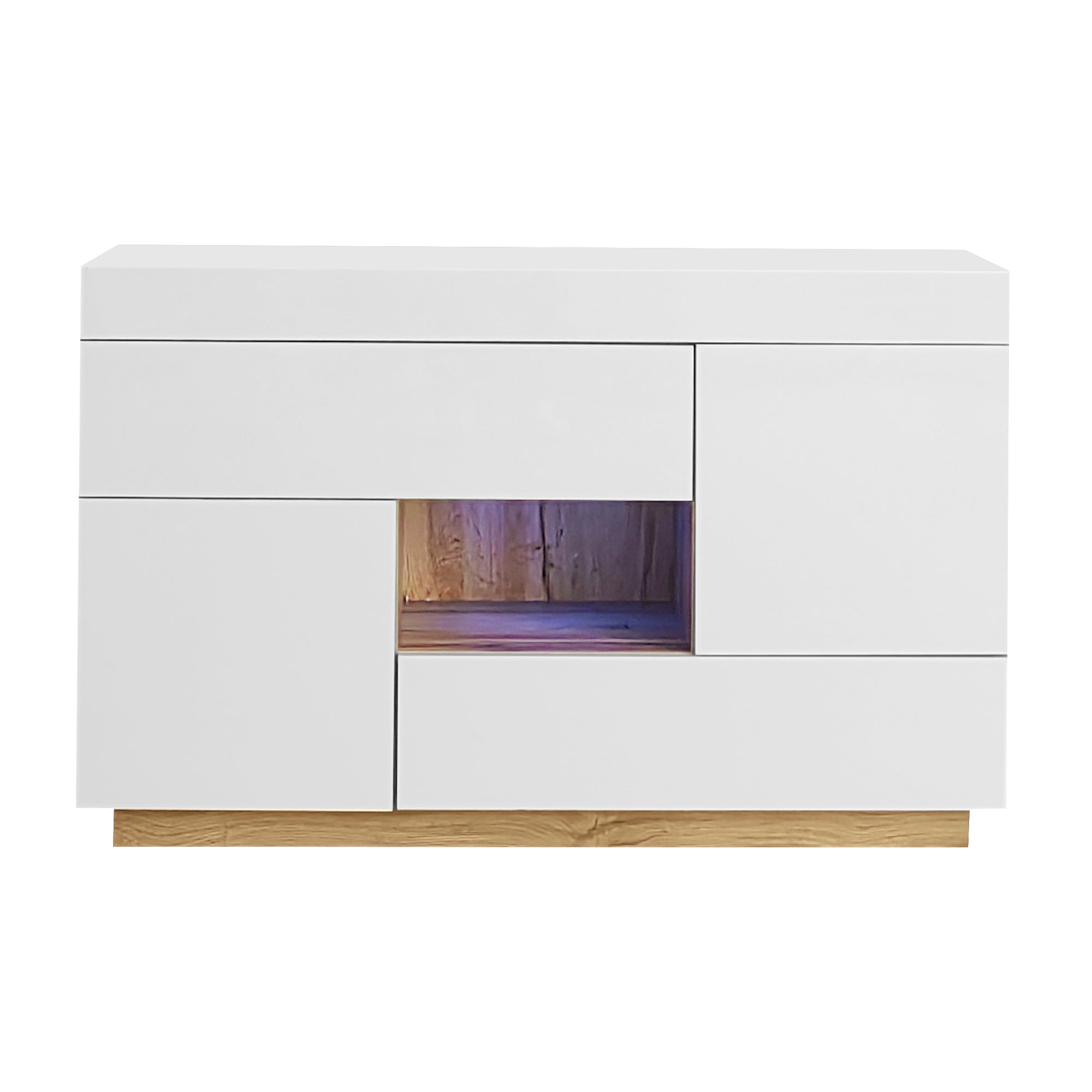 Logidon dressoir hoogglans wit vitrinekast LED 16 kleuren 120x37x76,5 cm