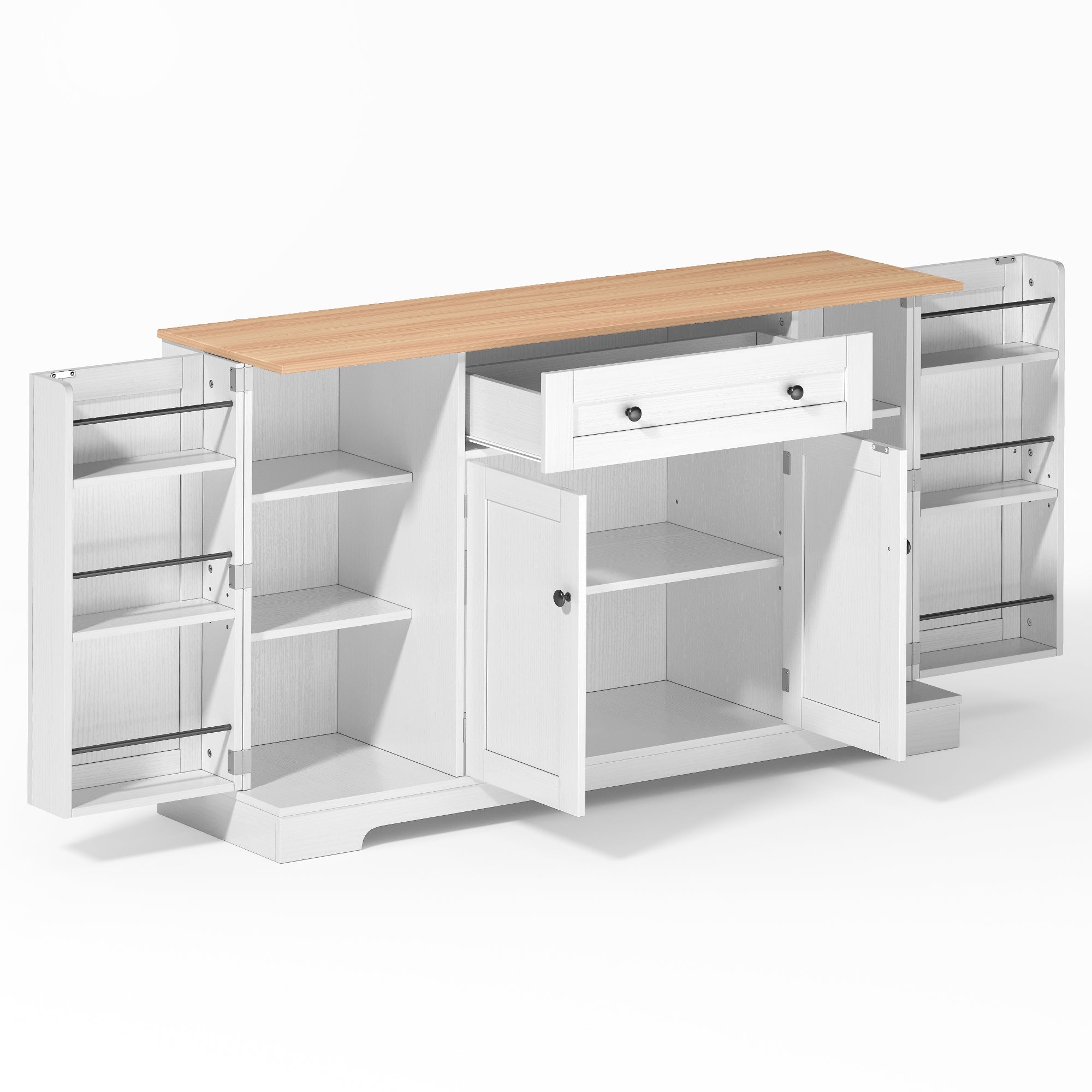 Logidon keukenbuffet 138 cm witte multifunctionele ladedeuren