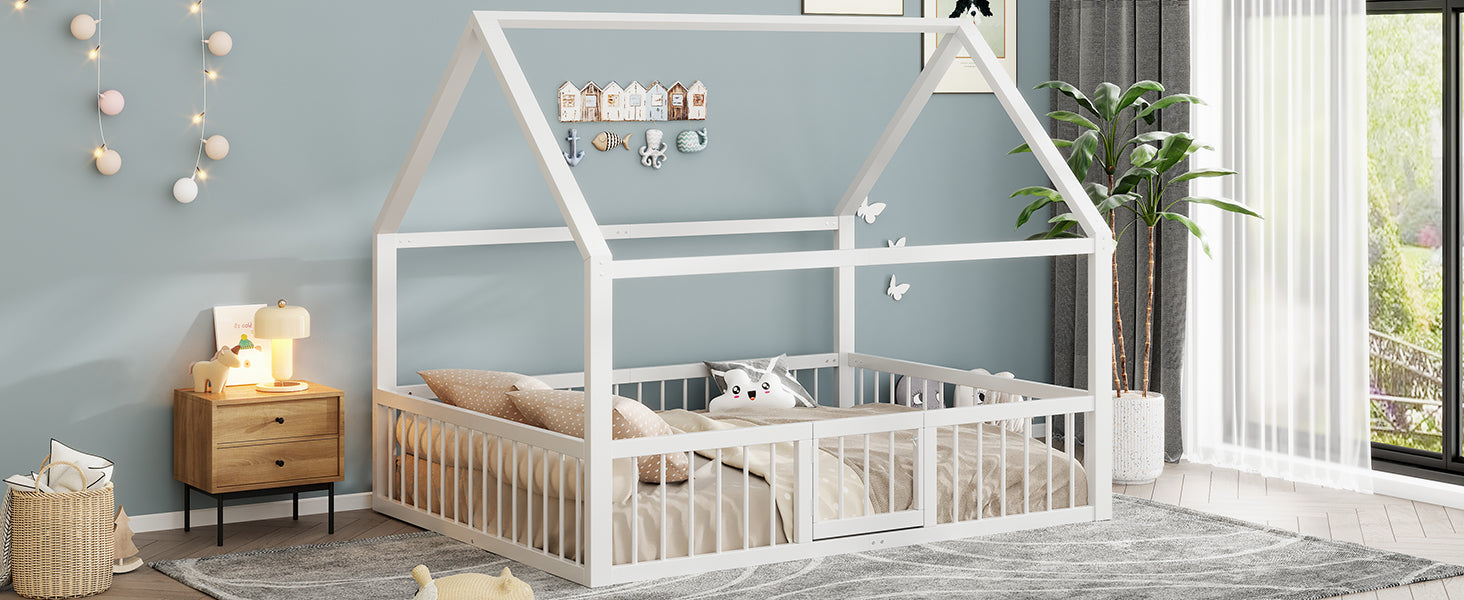 Logidon metalen bed 140x200 wit plat bed met dakframe