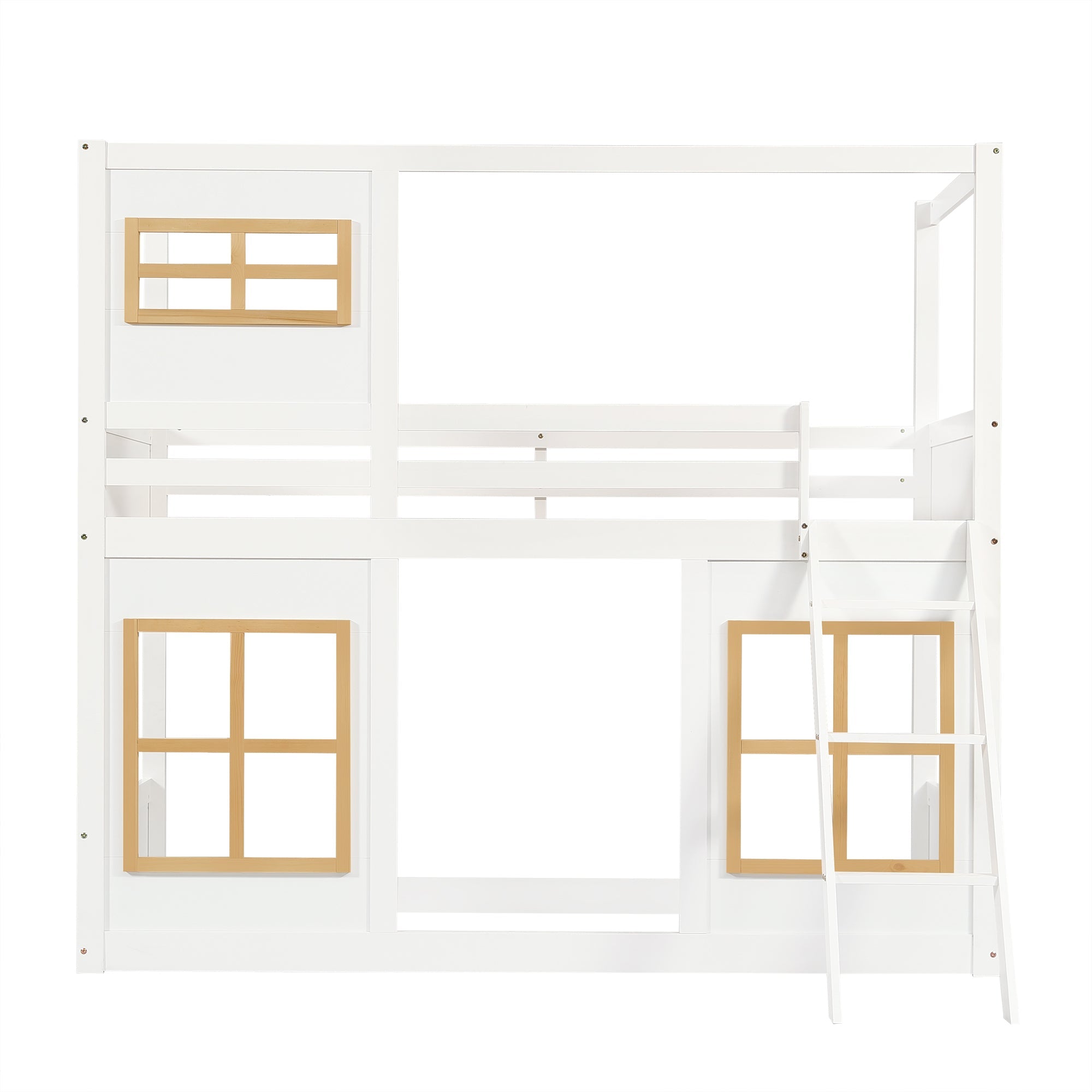 Logidon stapelbed 90x200 wit naturel met vierzijdig hekwerk