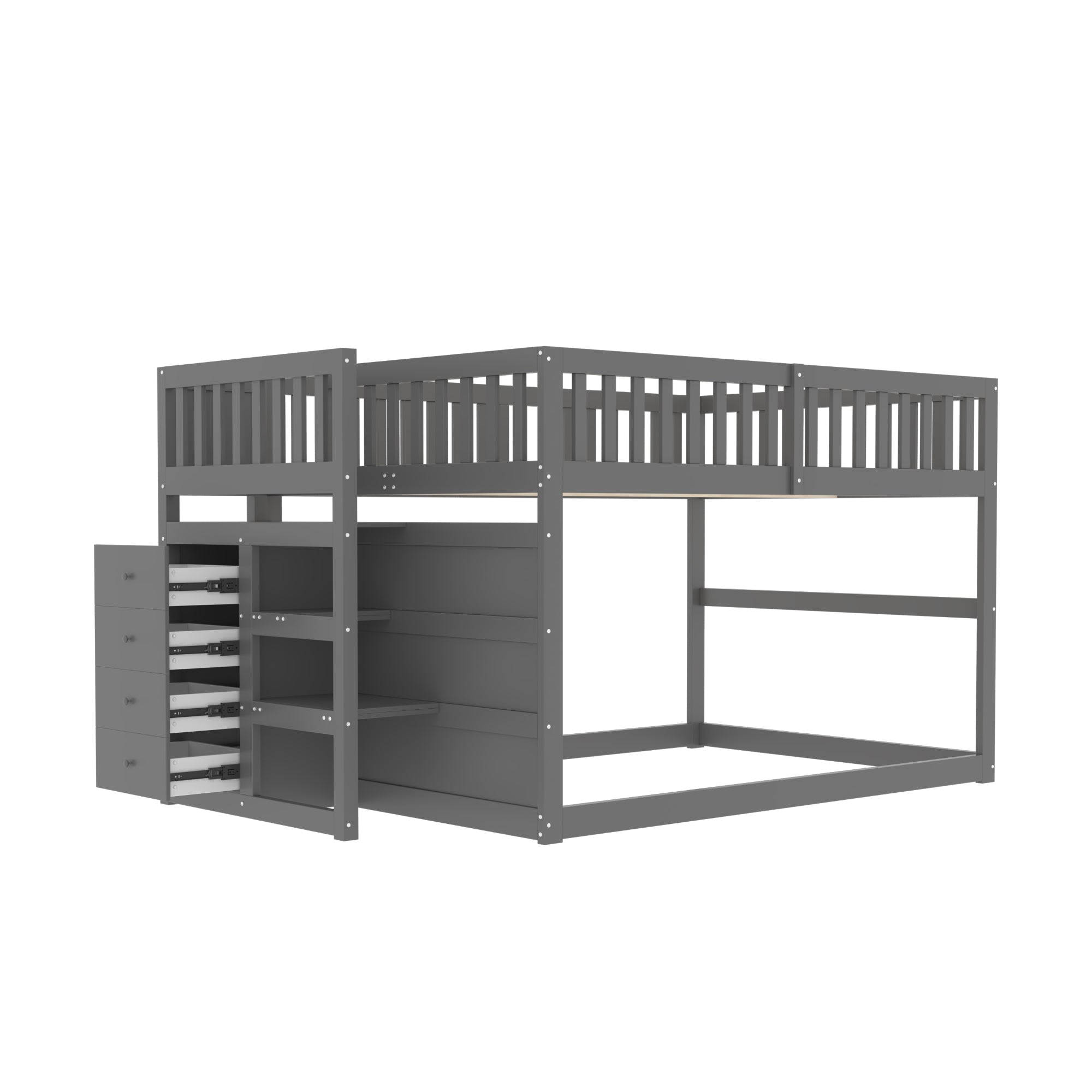 Logidon laag stapelbed 140x200 grijs veiligheidsstapelbed