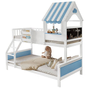 Logidon stapelbed kinderbed met opbergruimte 90x200/120x200 wit-blauw
