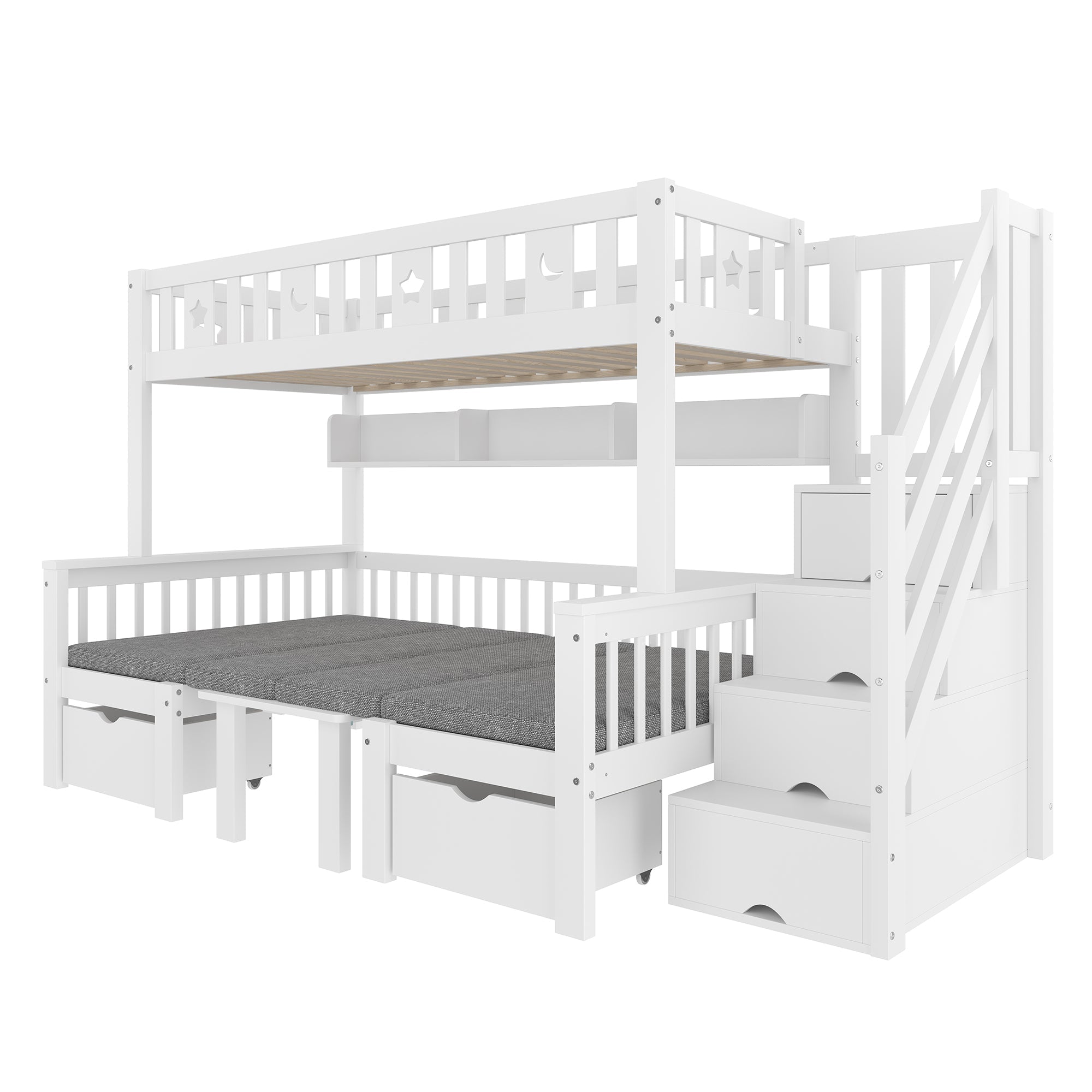 Logidon hoogslaper 90x200 cm wit 2-in-1 bed en bureau