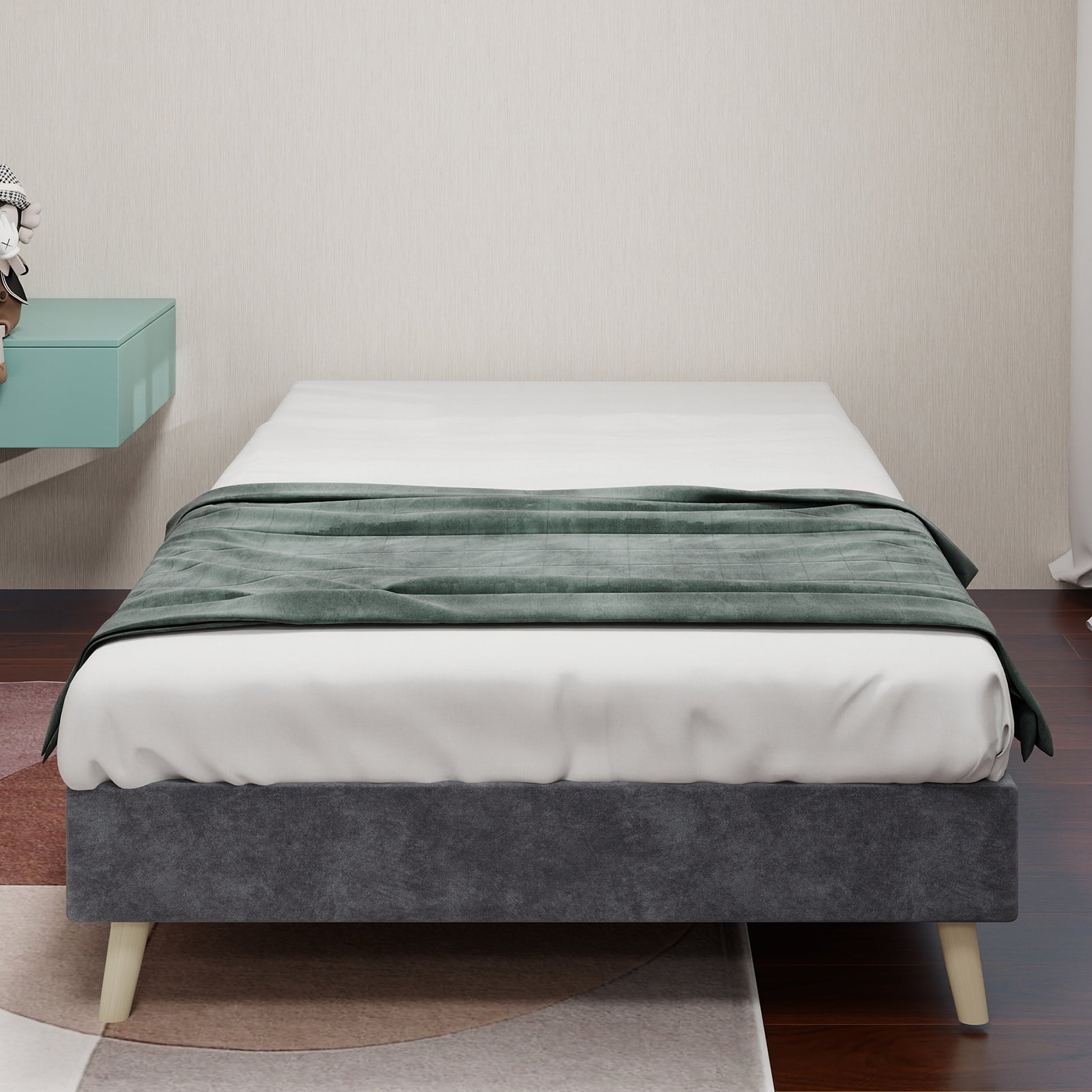 Logidon gewatteerd bedframe 90x200 cm grijze fluwelen stof