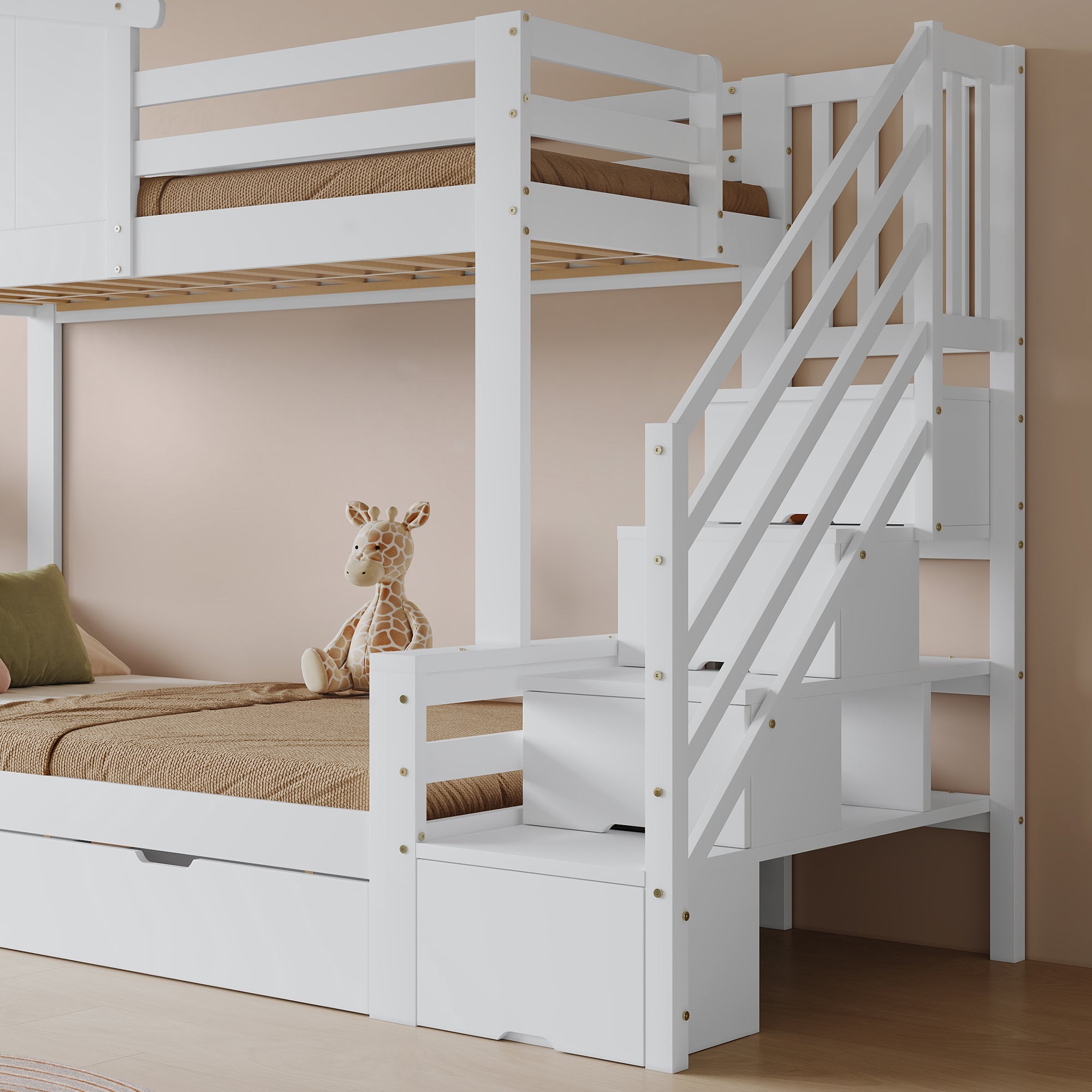 Logidon stapelbed kinderbed wit naturel 90x200 120x200 twee lades