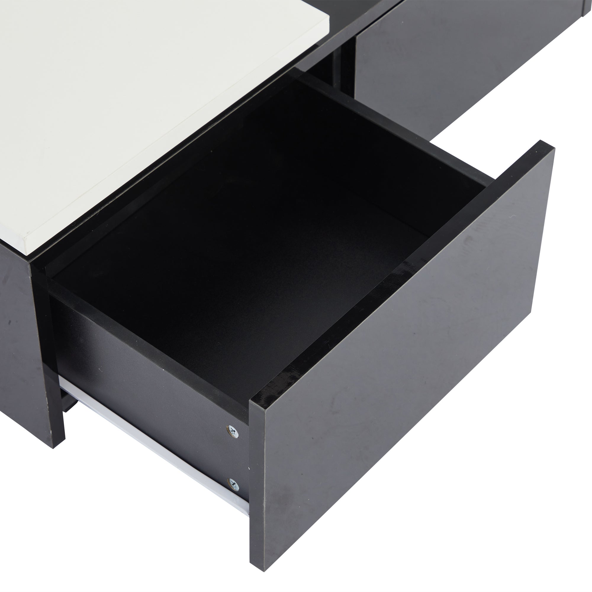 Logidon Hoogglans Salontafel Zwart Wit 75x75 Cm Met 4 Laden