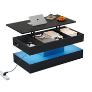 Logidon LED Salontafel met verborgen opbergruimte 100x50 cm Zwart