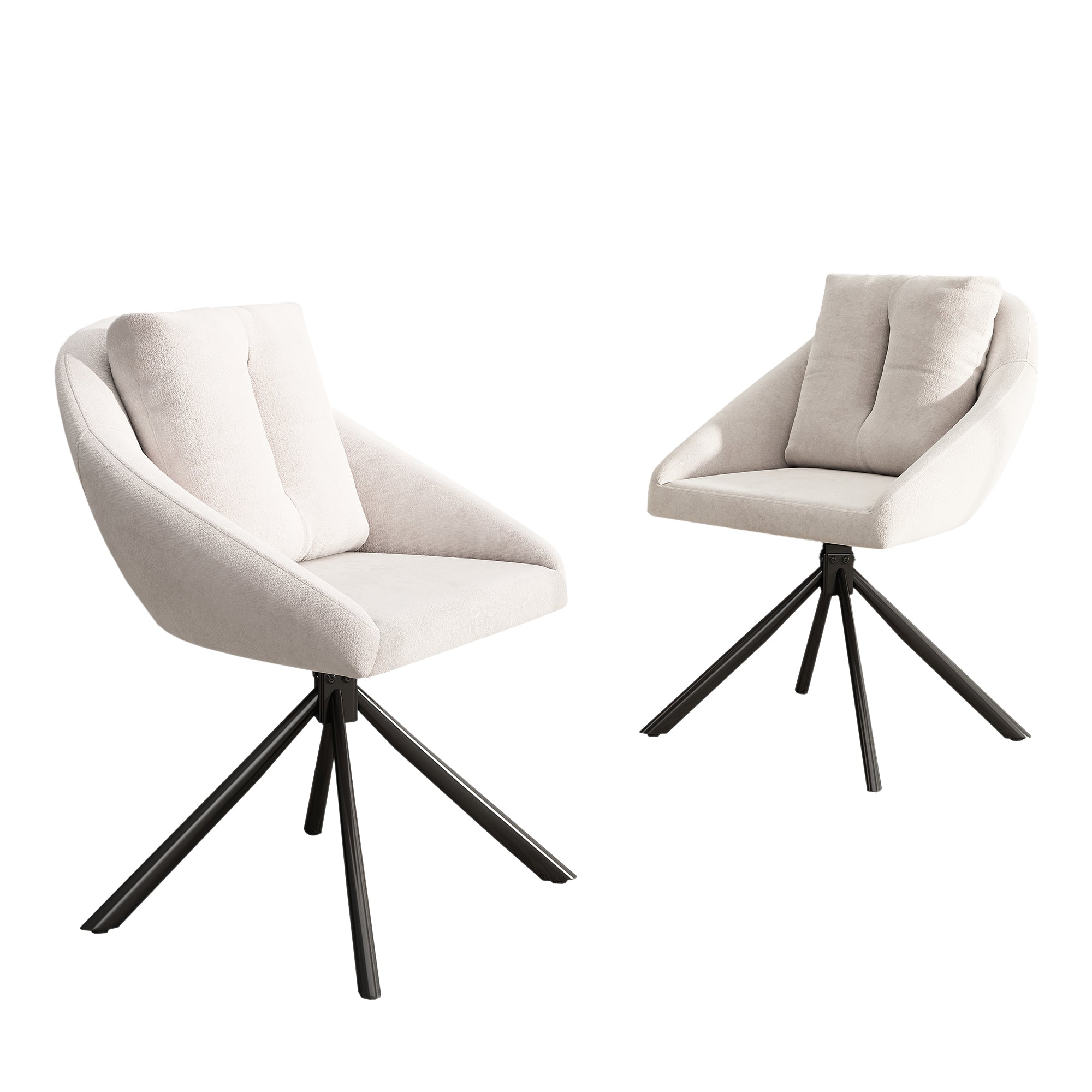 Logidon Modern Beige Velvet Swivel Chair Dining Table Chair Set of 2