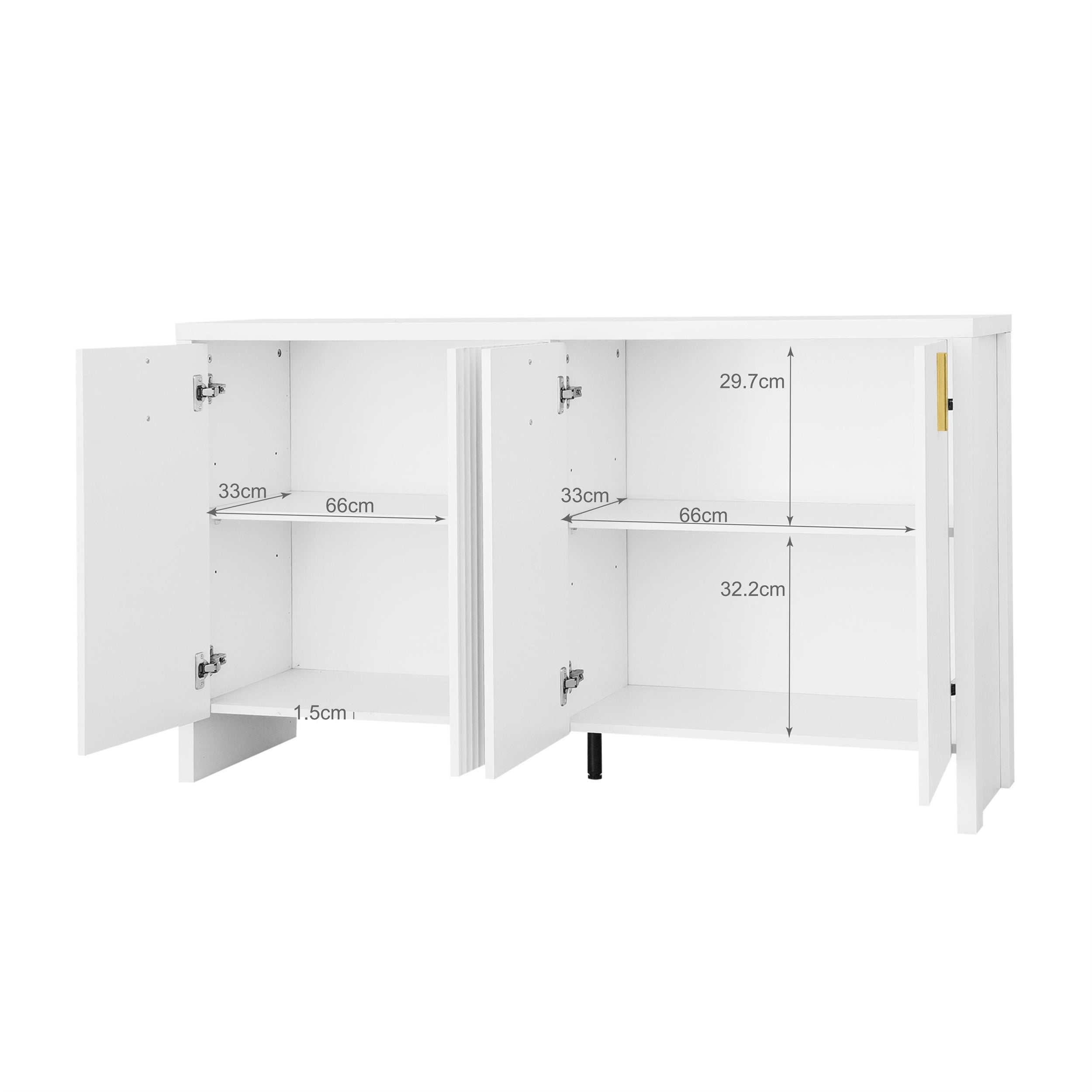 Logidon wit dressoir met gouden handgrepen en verstelbare planken