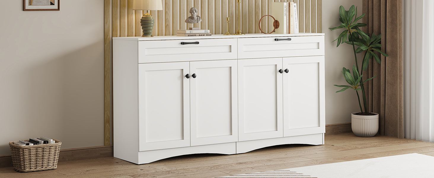 Logidon Dressoir 160 x 40 x 85 cm – Wit dressoir met 2 lades