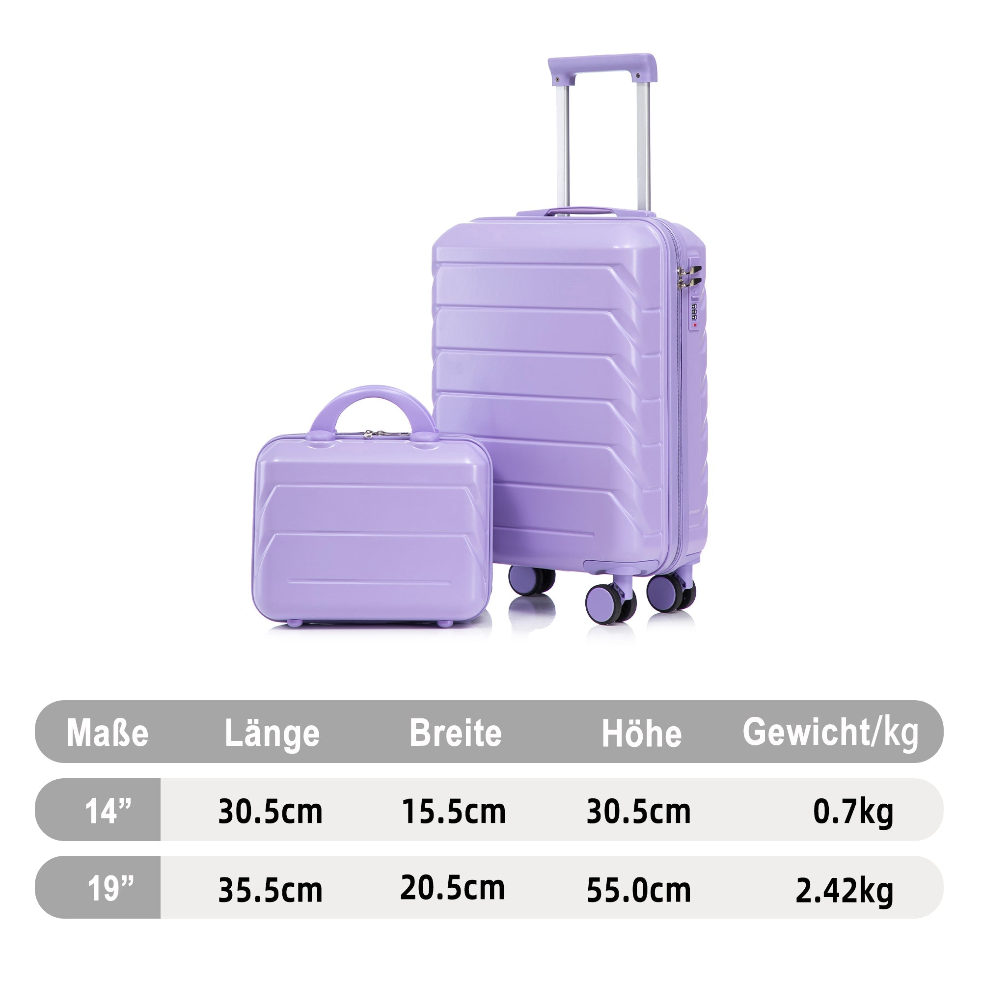 Logidon 2-delige ABS kofferset 19/14 inch spinner blauw paars