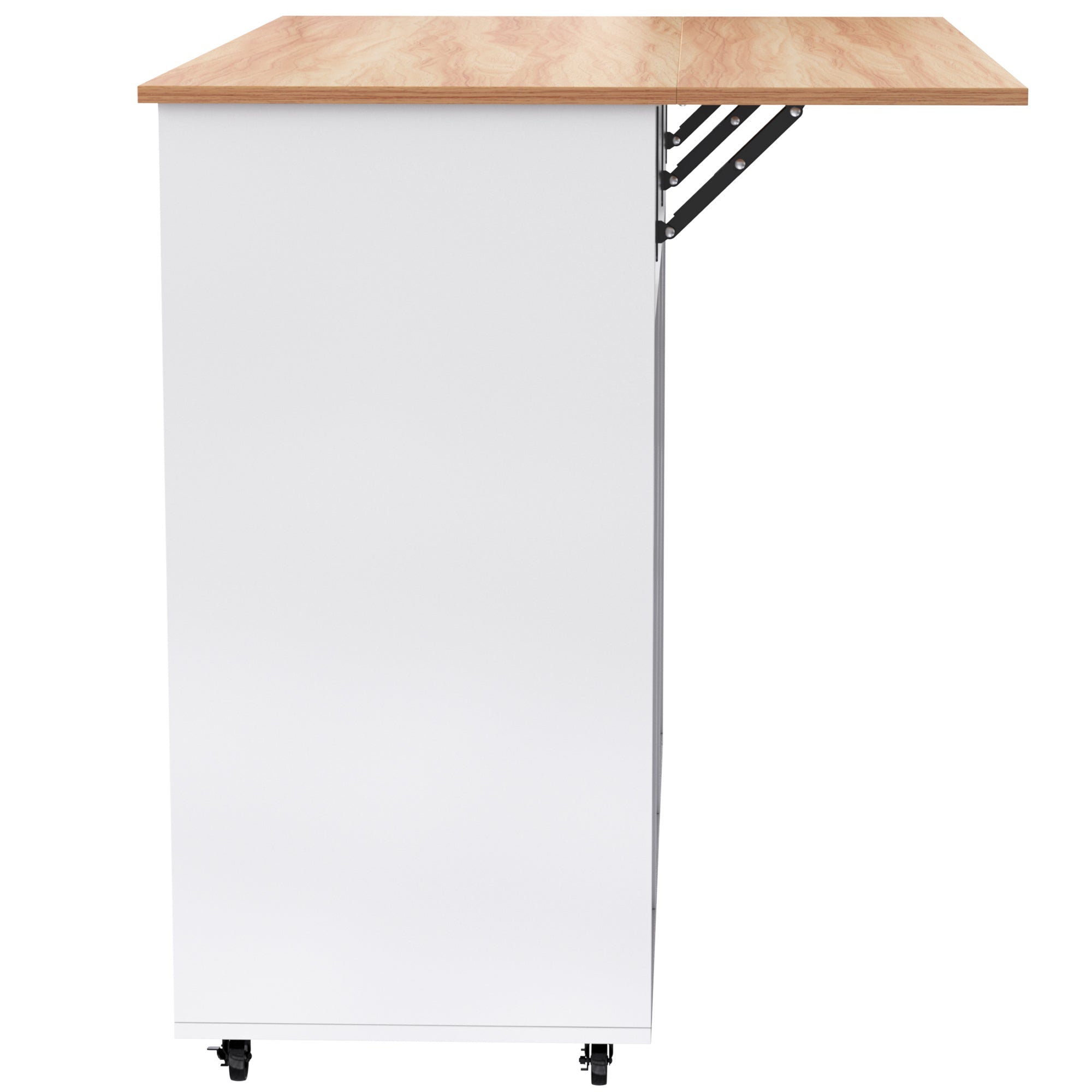 Logidon kitchen trolley solid wood worktop folding top white