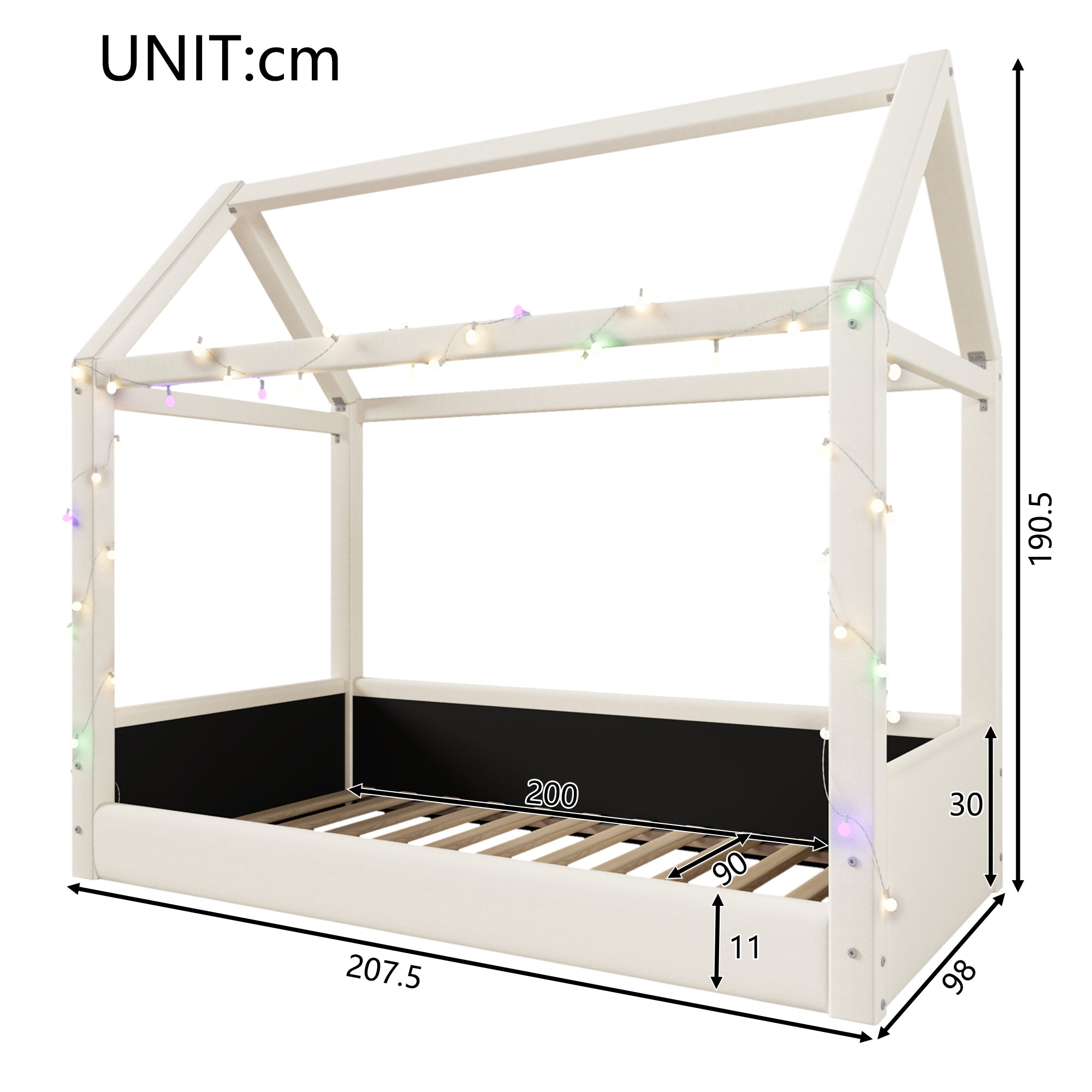 Logidon Gestoffeerd Dagbed 90x200 cm Beige Met LED Lichtstrips