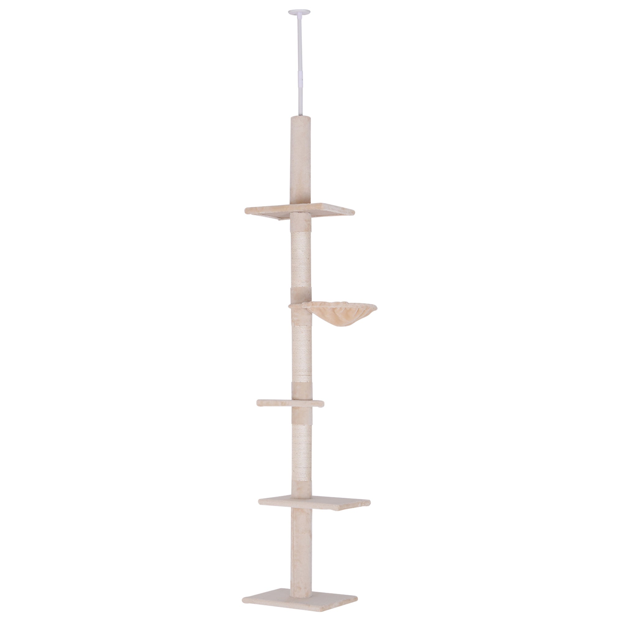 Logidon Plafondhoge Verstelbare Kattenkrabpaal 230-260 cm Beige