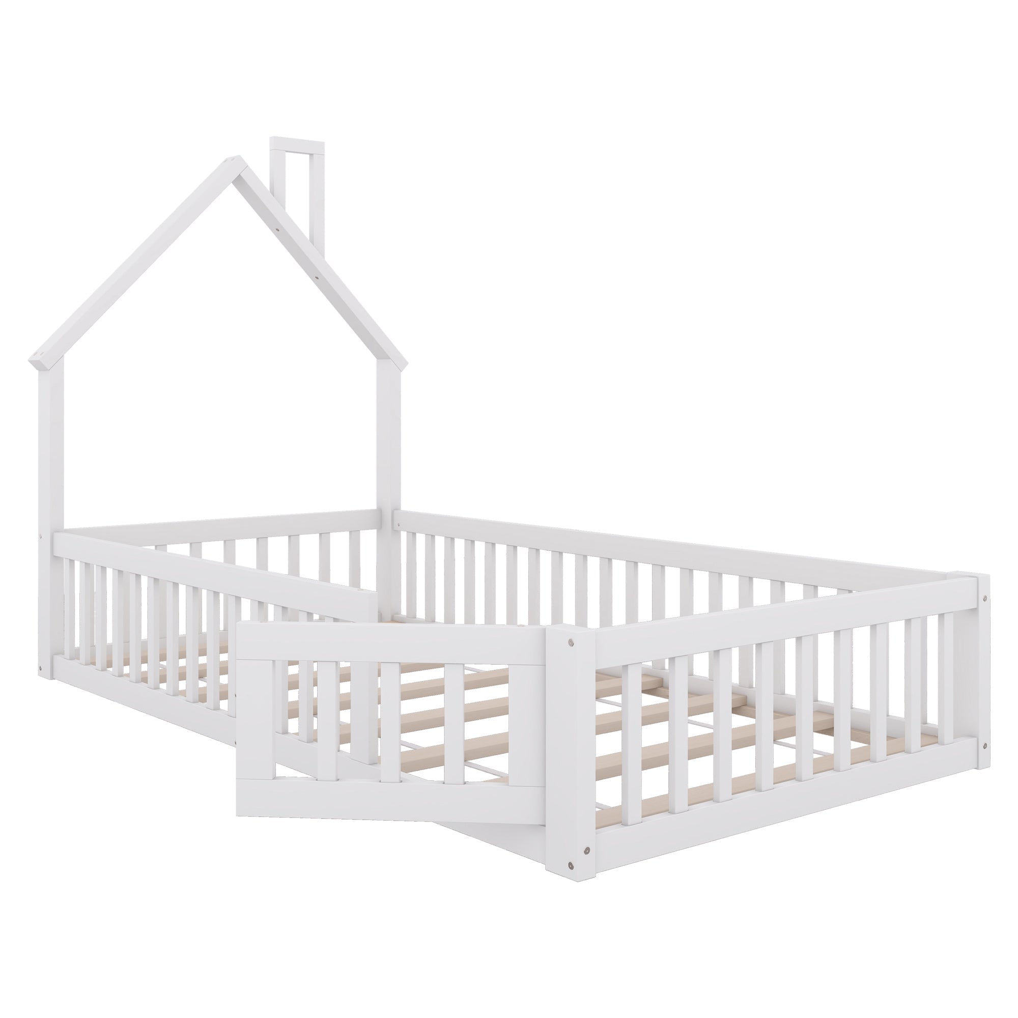 Logidon huisbed 90x200 cm schoorsteenvorm wit grenenhout