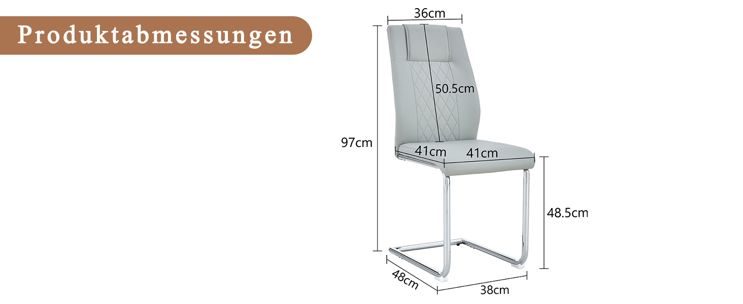 Logidon Scandinavische stijl lichtgrijze PU eetkamerstoelenset met vier stoelen