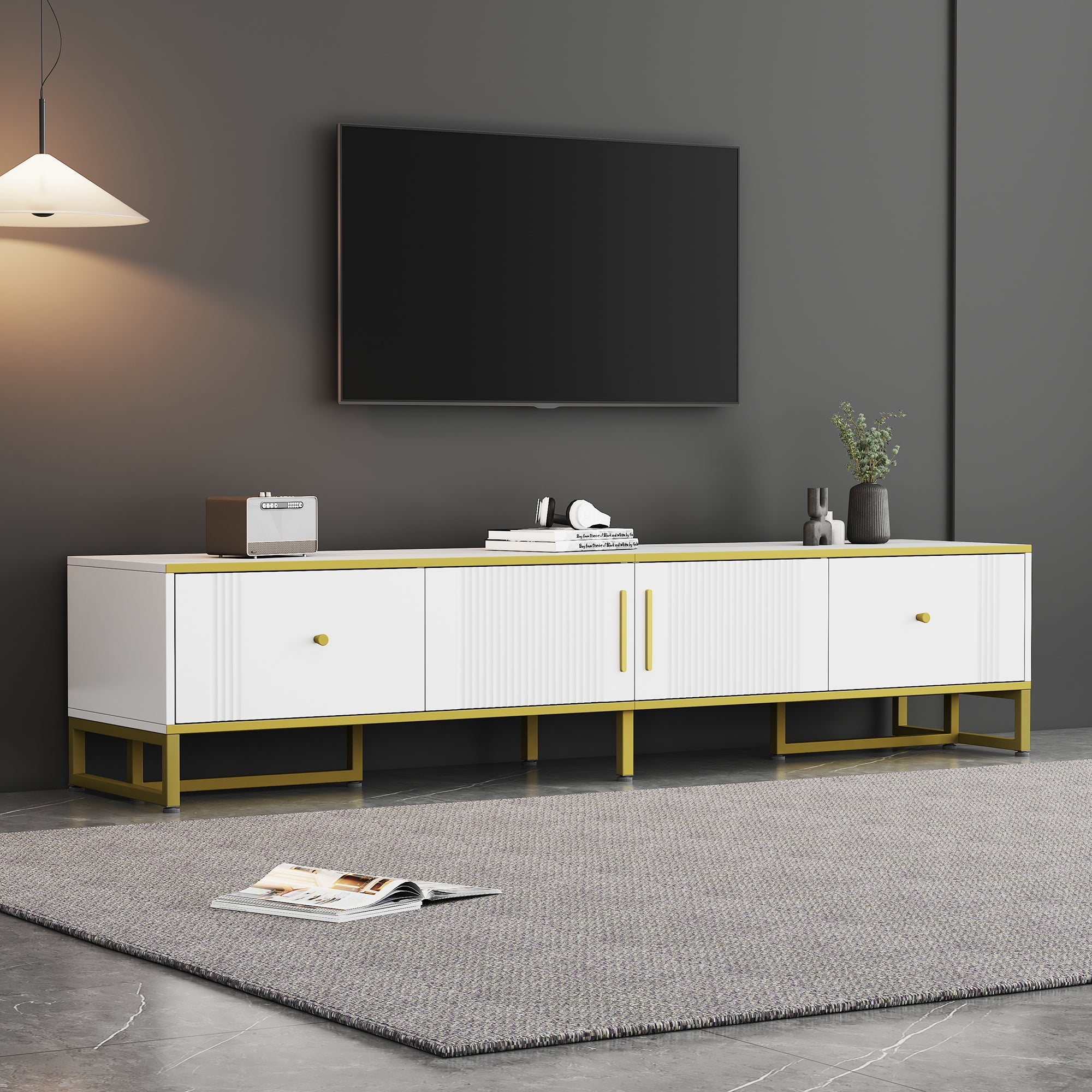 Logidon Elegant Wit TV-meubel 180x40x40 cm Gouden Trim