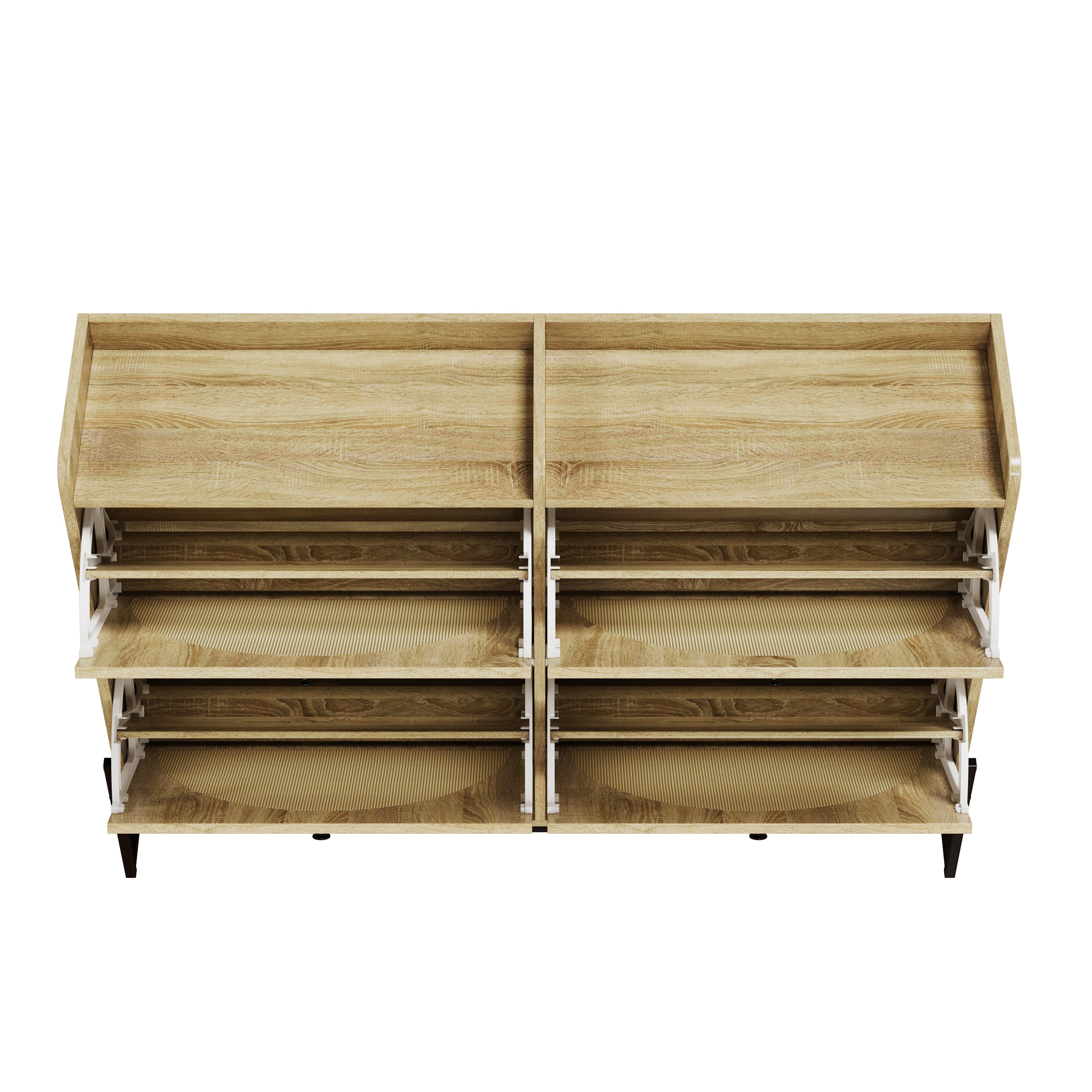 Logidon shoe cabinet narrow 4 flaps natural color 118 cm
