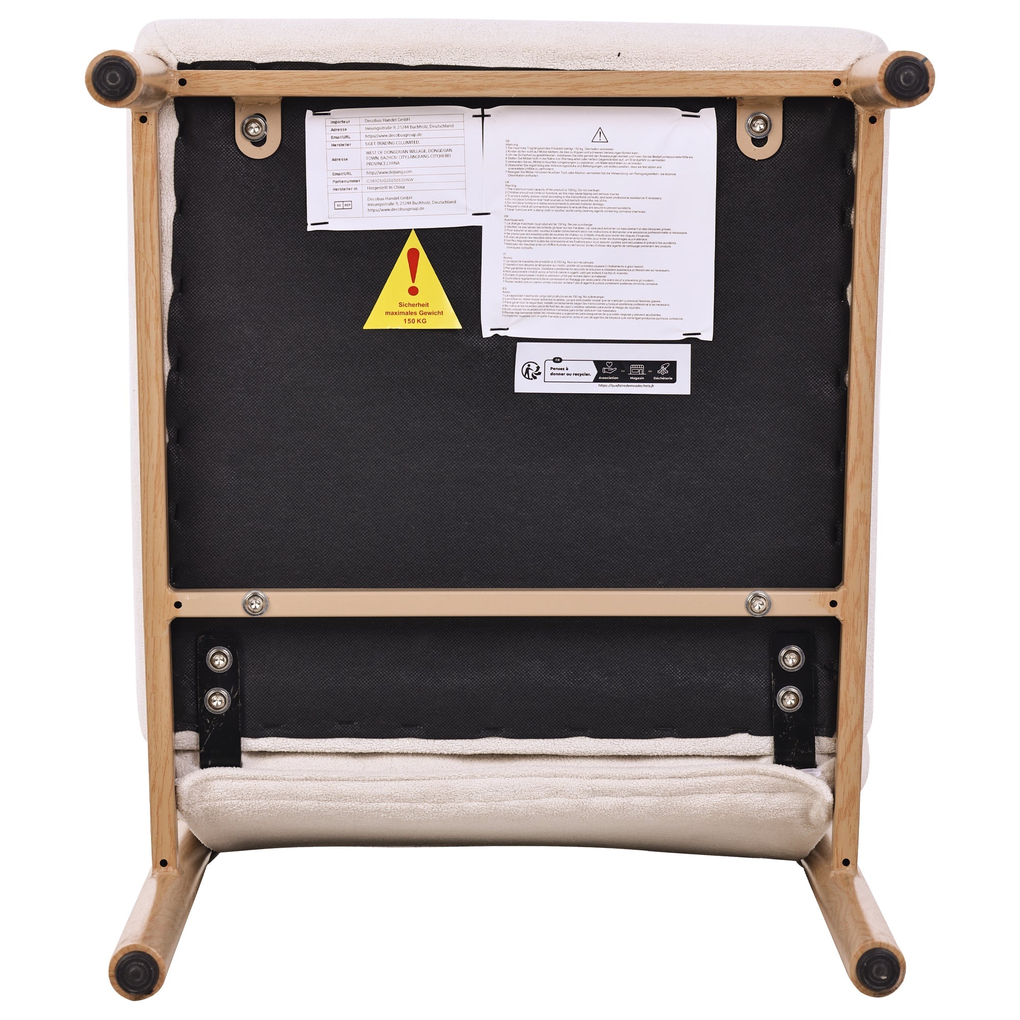 Logidon eetkamerstoelen set van 2 beige Sherpa stof eikenhoutlook