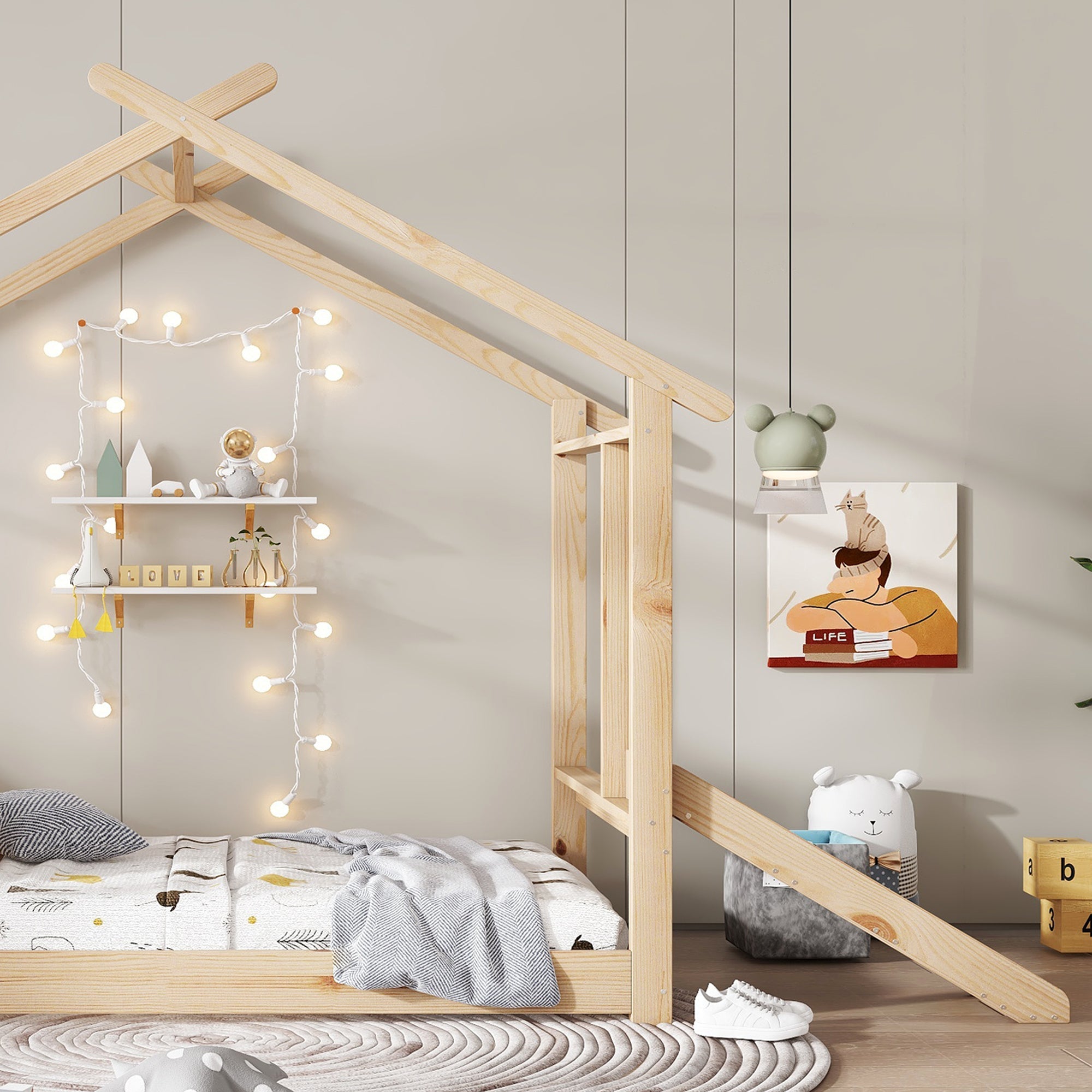 Logidon Kinderbed Met Schuifdak Design 90x200 Naturel