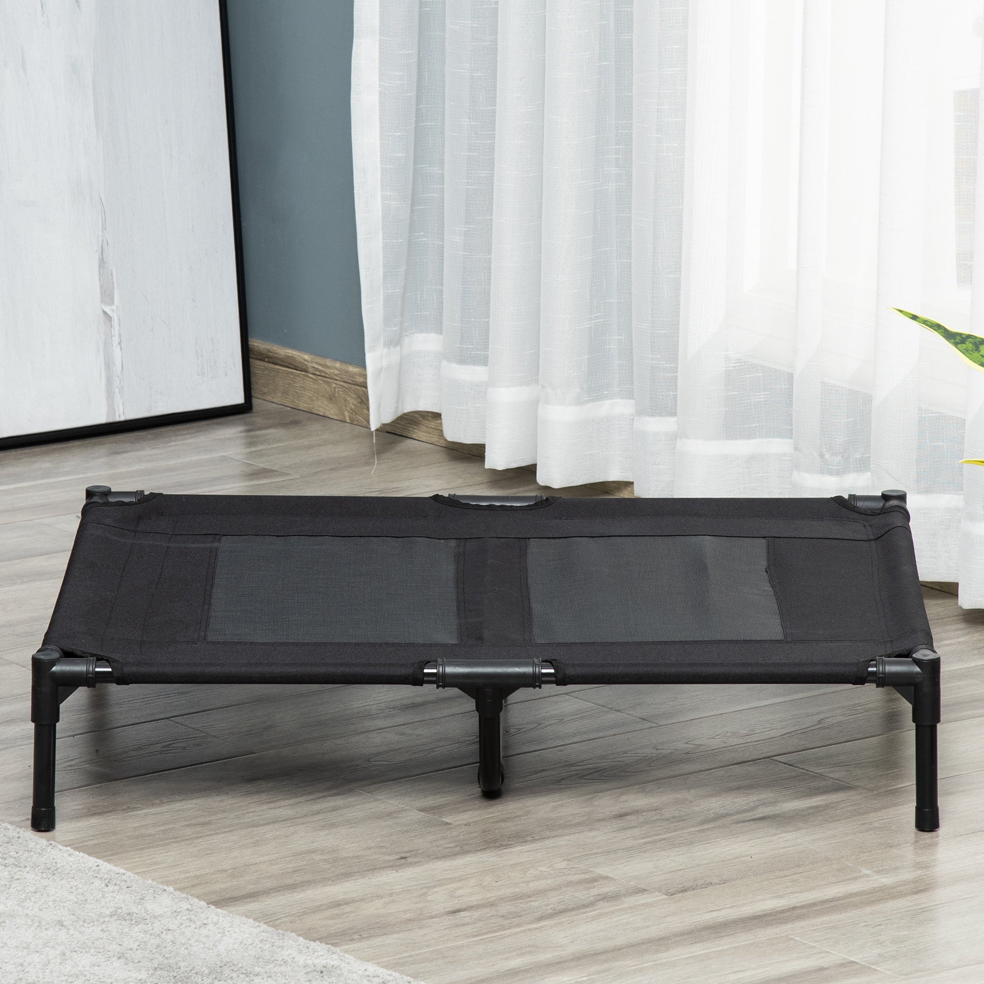 Logidon Hondenligstoel Verhoogd Outdoor Hondenmand Zwart 92x76x18 cm