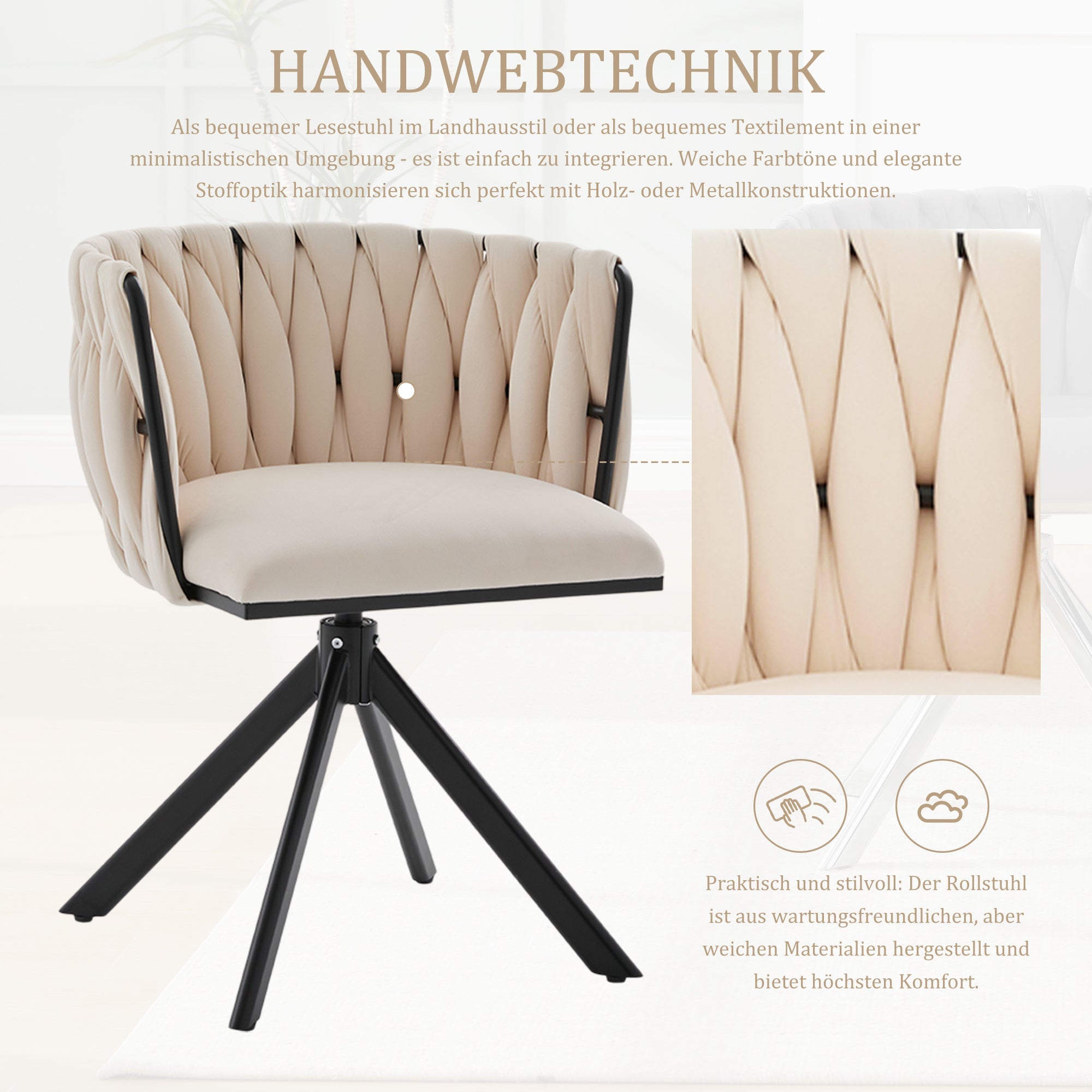 Logidon velours fauteuils met 180 graden draaifunctie, set van 2 Ivoor