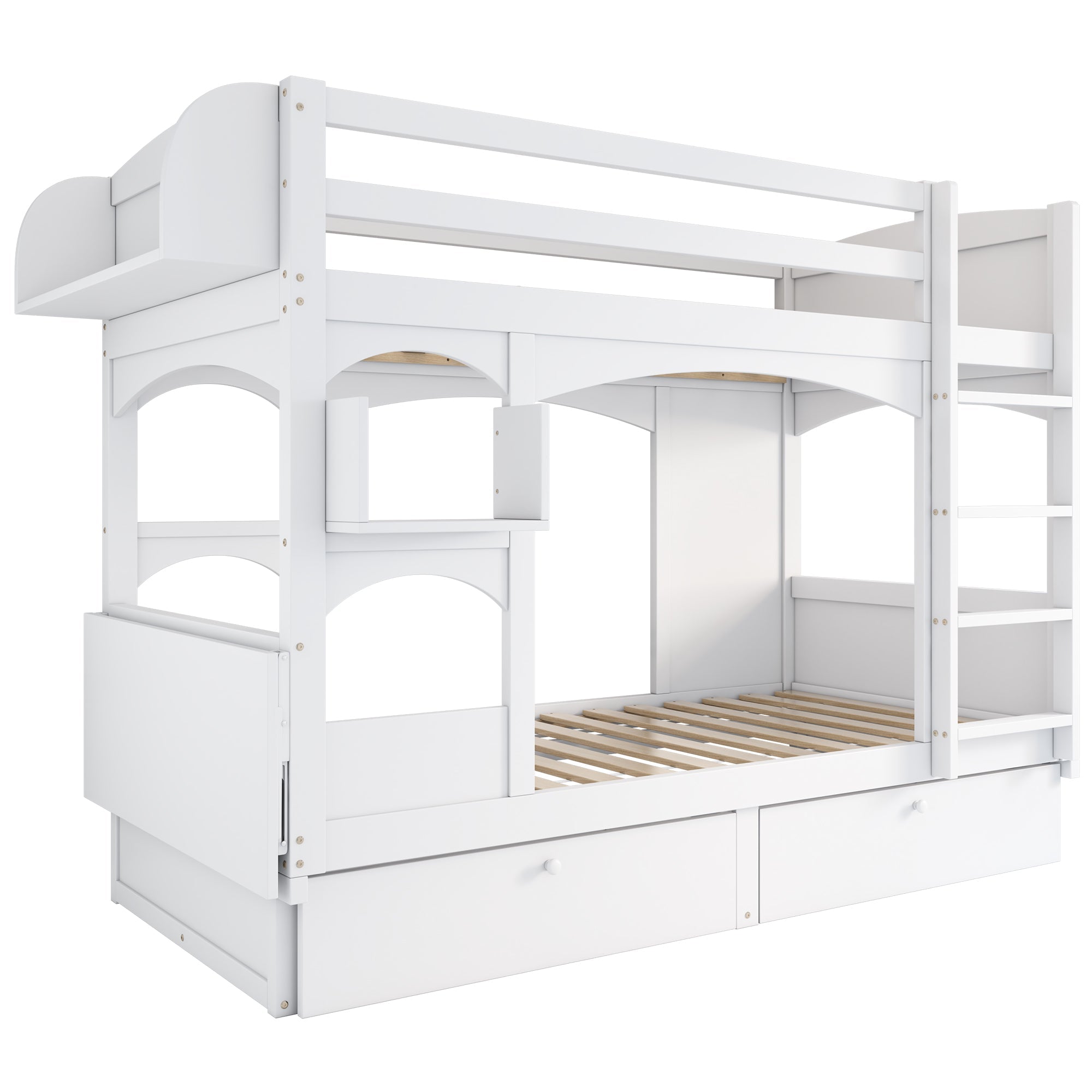 Logidon Kinderstapelbed met opklapbaar bureau Wit 90x200