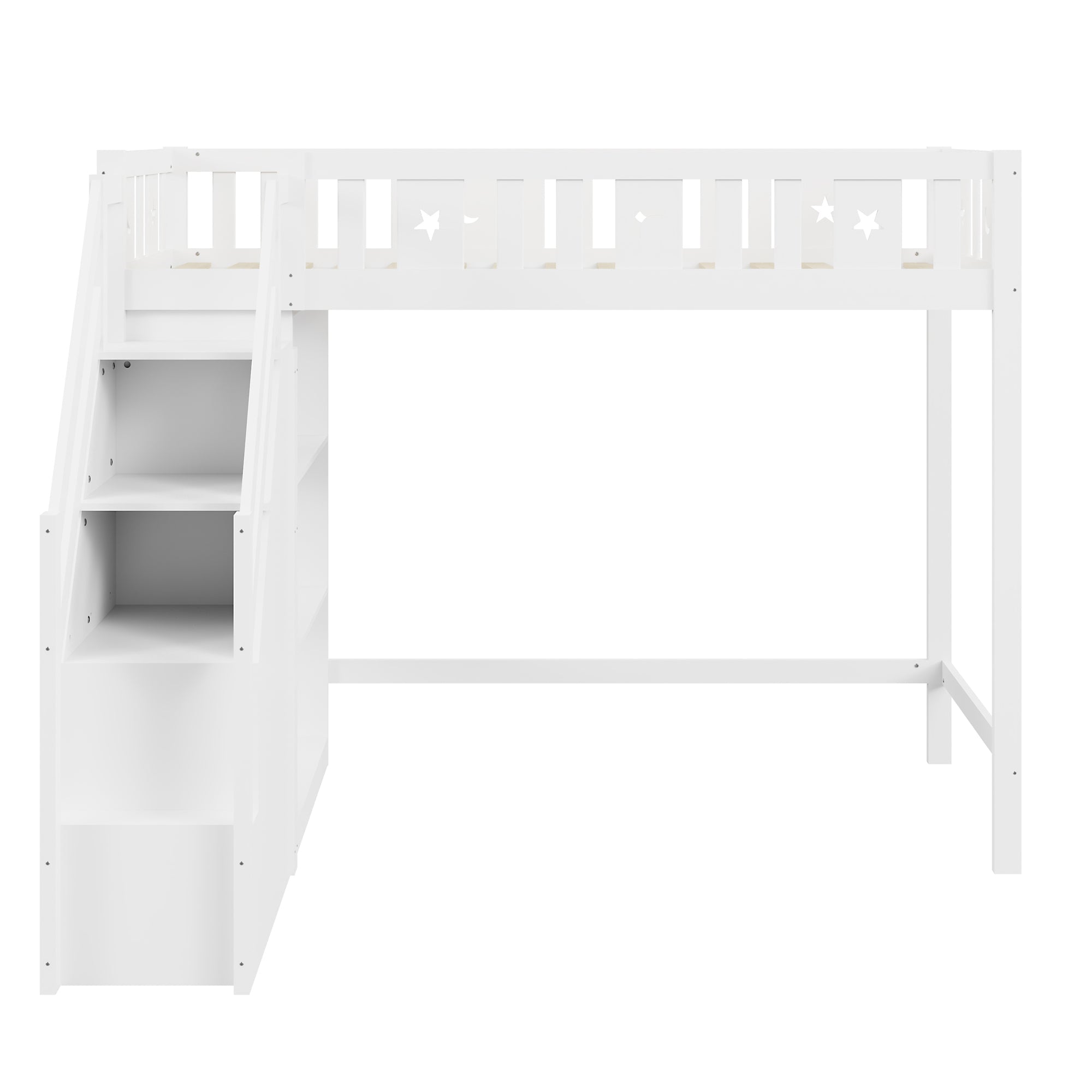 Logidon hoogslaper 90x200 cm wit met opbergladder en planken