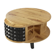 Logidon turntable with hidden shelf natural wood look 85x80x45 cm