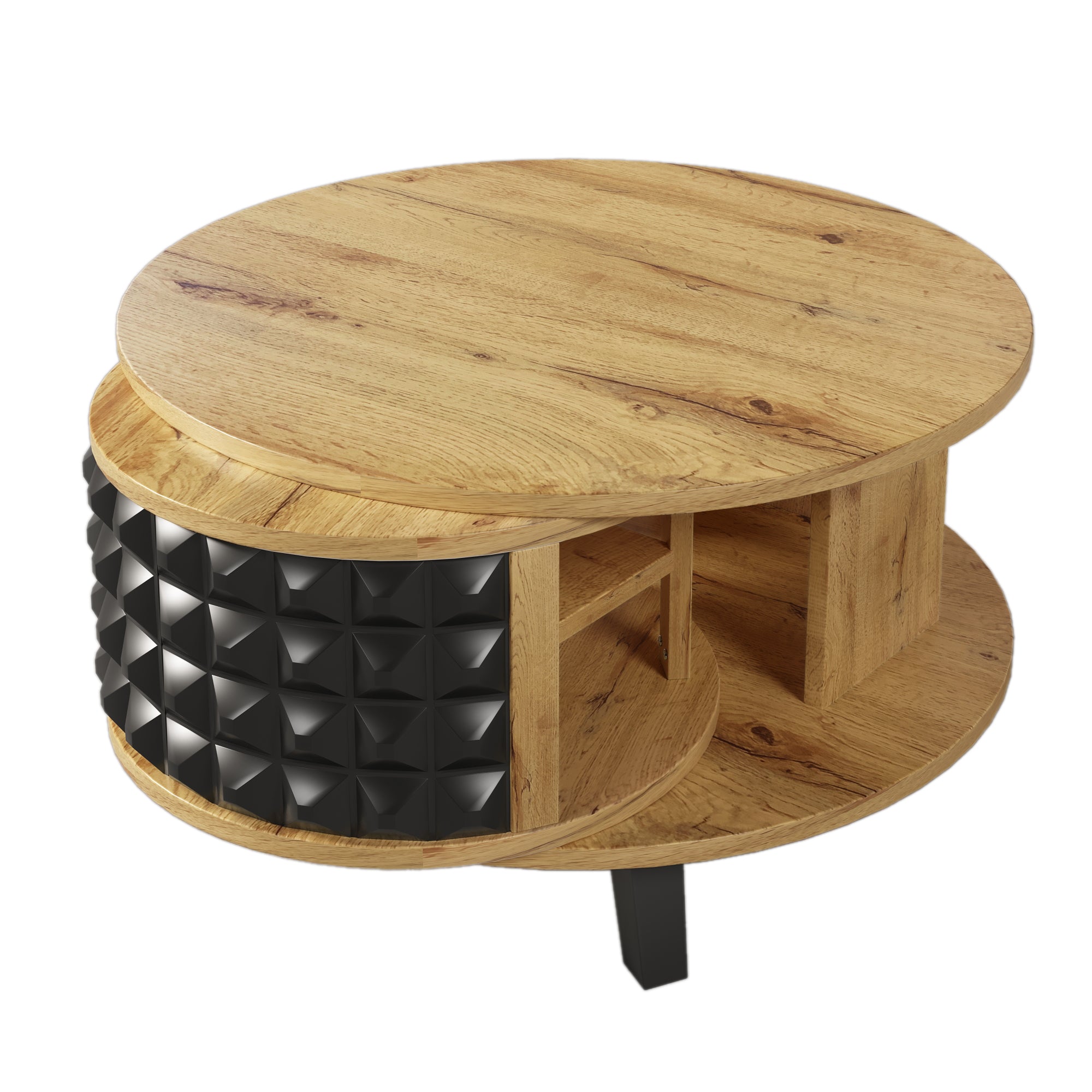 Logidon draaiplateau met verborgen plank naturel houtlook 85x80x45 cm