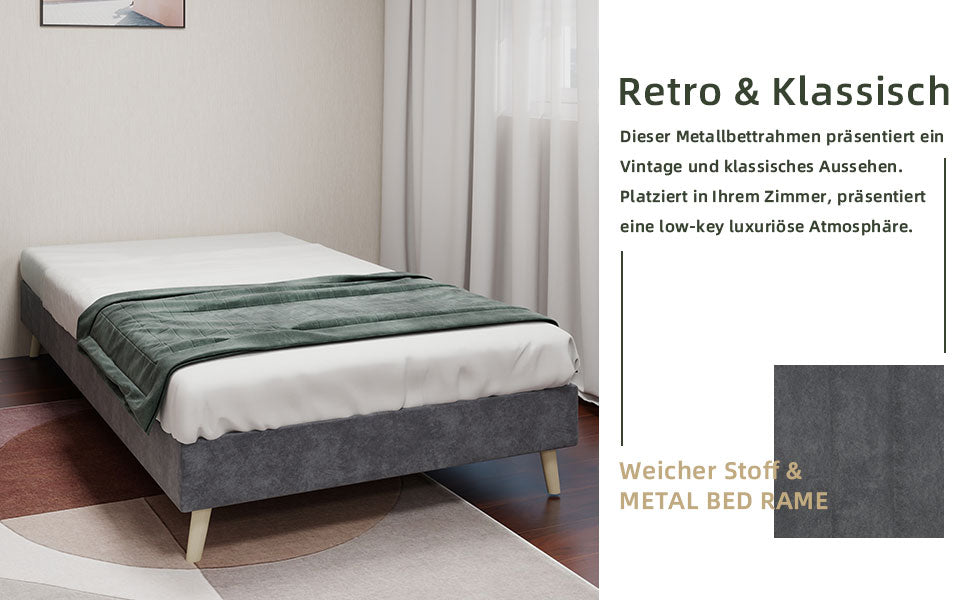Logidon gewatteerd bedframe 90x200 cm grijze fluwelen stof
