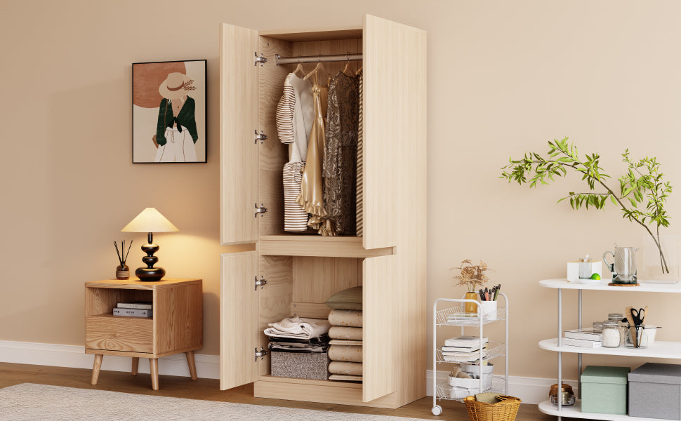 Logidon kledingkast 70x40x170 cm dubbele deur design houtkleur