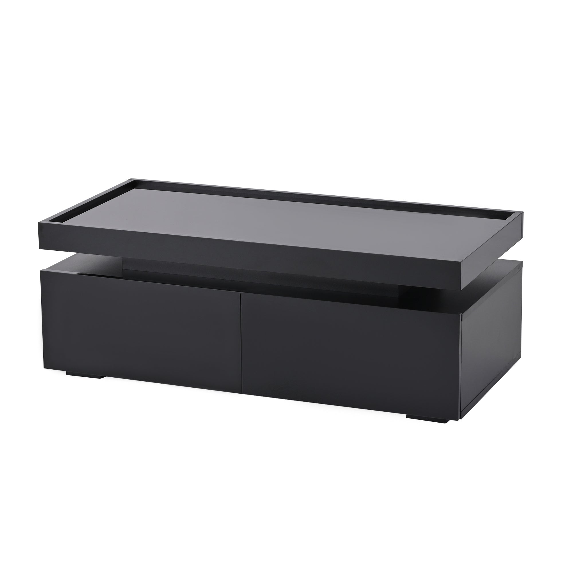 Logidon hoogglans salontafel 95x45x35 cm met LED verlichting zwart