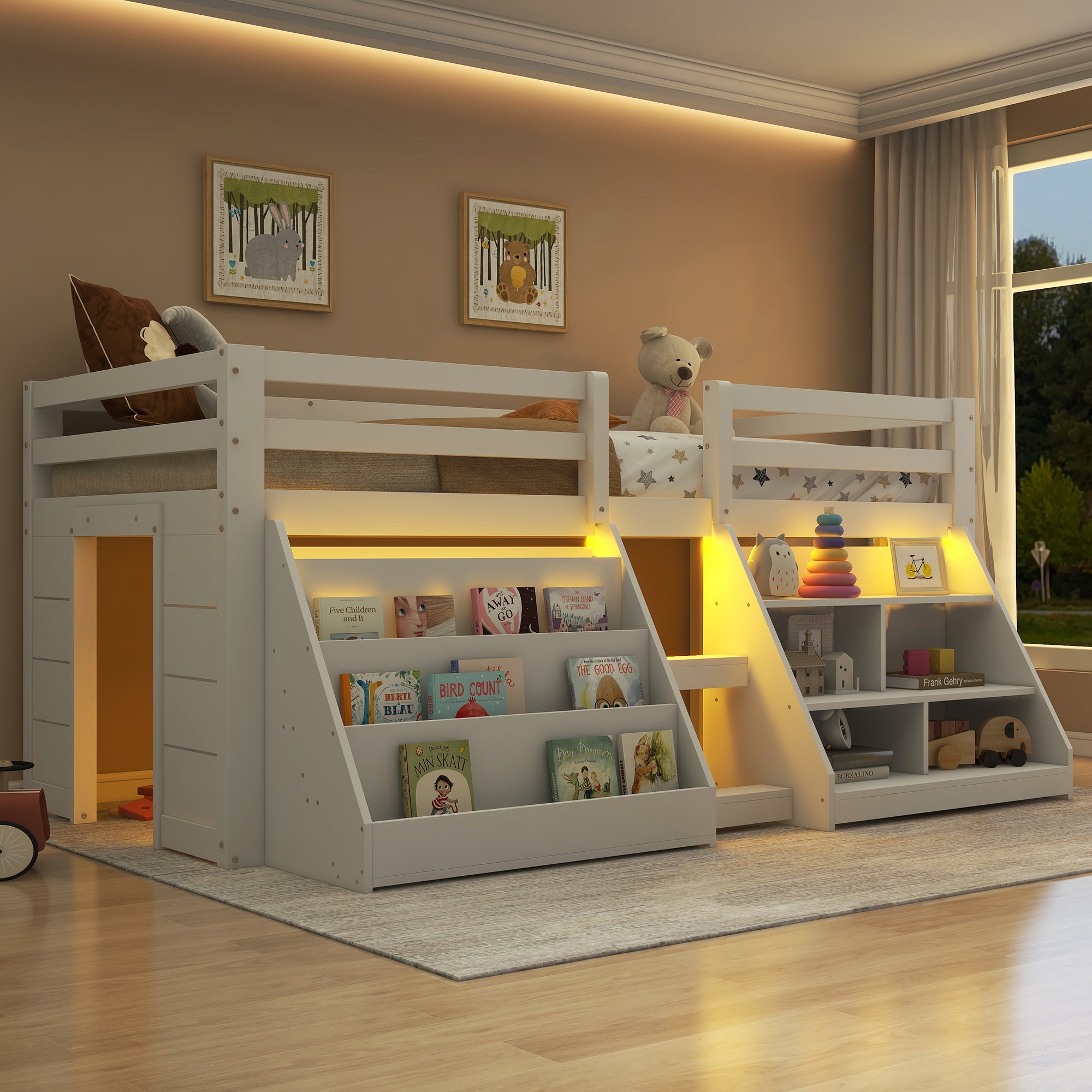 Logidon halfhoogslaper 90x200 wit met opbergplanken