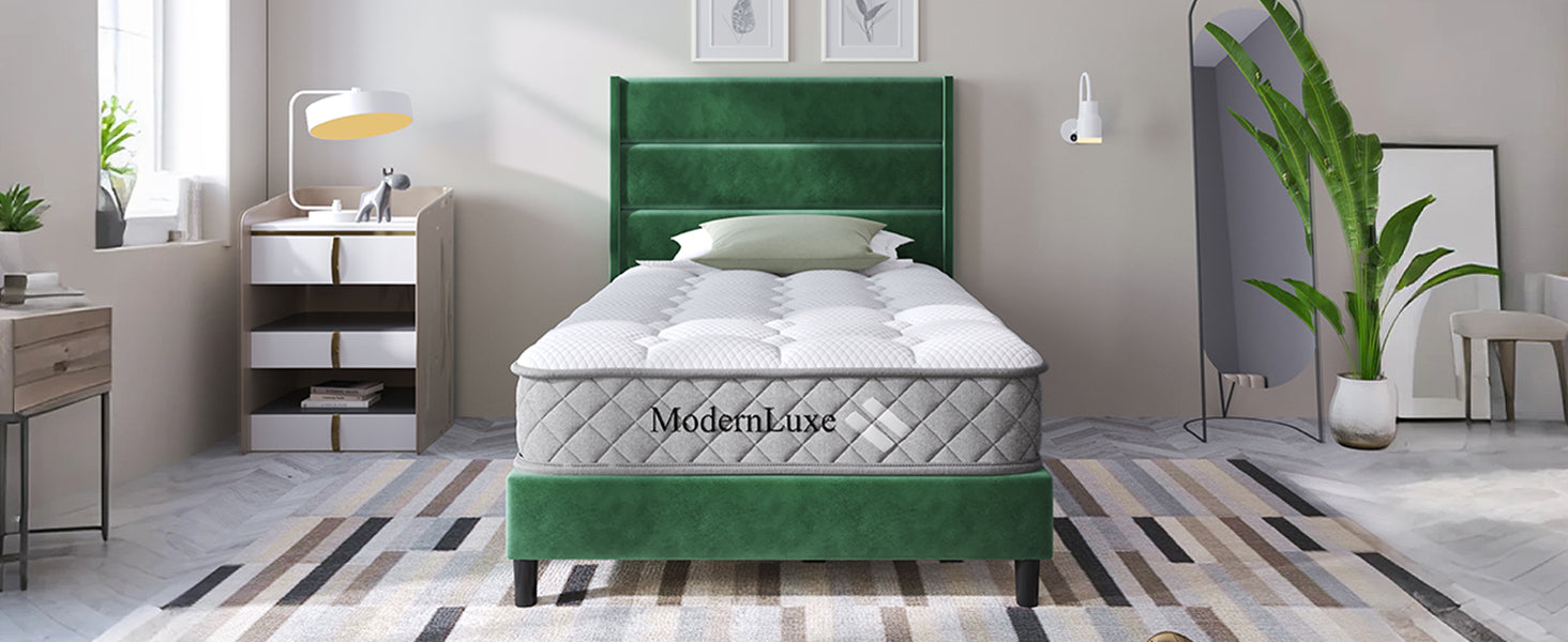 Logidon gestoffeerd bed 90x200 cm fluweel donkergroen met lattenbodem