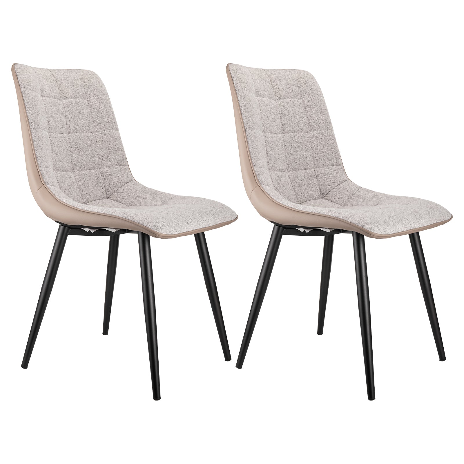 Logidon set van 2 gestoffeerde stoelen grijs linnen stof kunstleer metalen frame