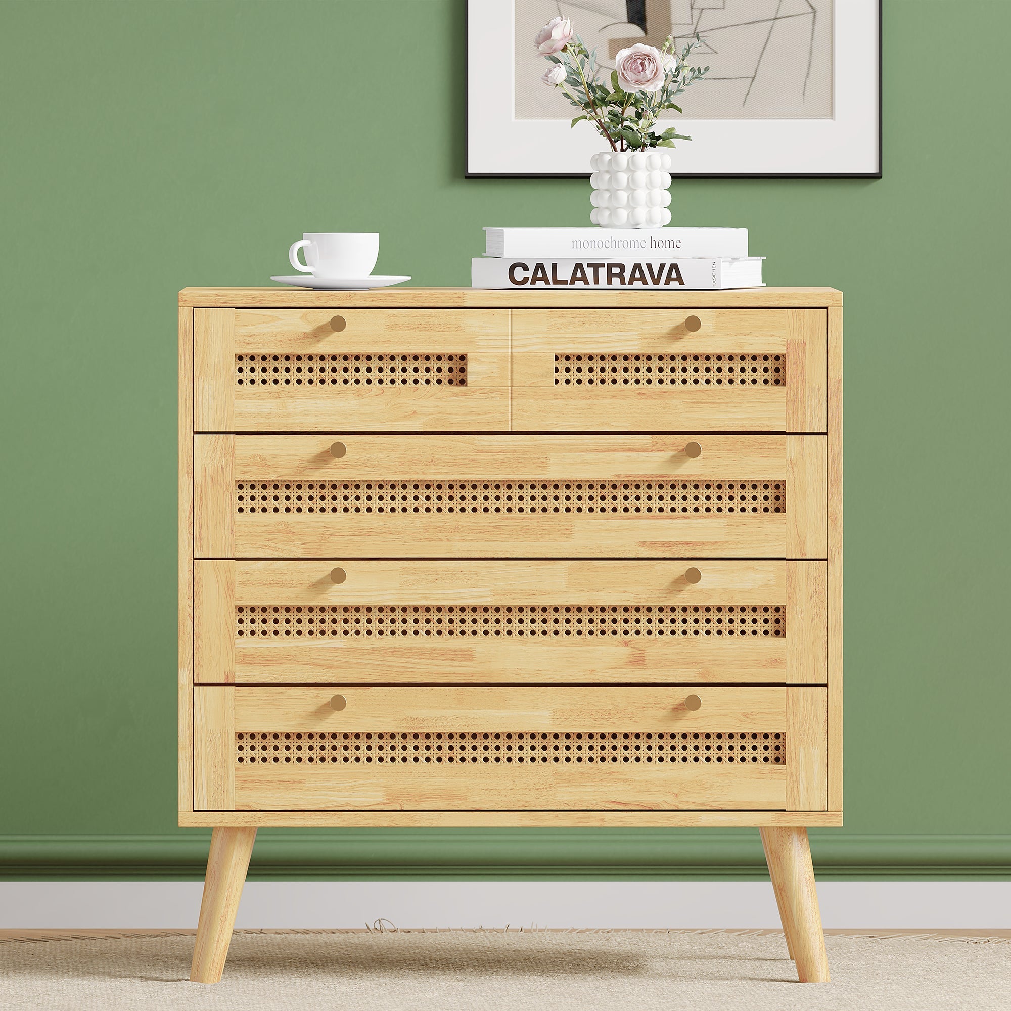 Logidon Classic ladekast met 3 lades en rotan ladeblad