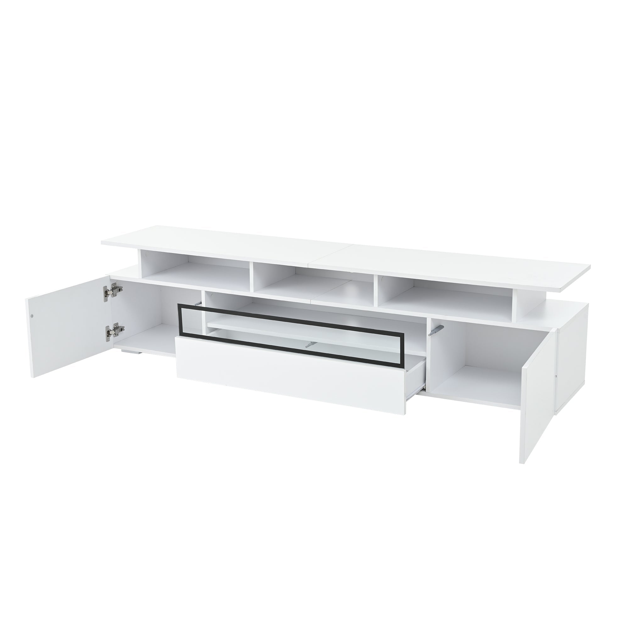 Logidon TV-meubel wit 180x38x45 cm met LED-verlichting 2 deuren 1 lade