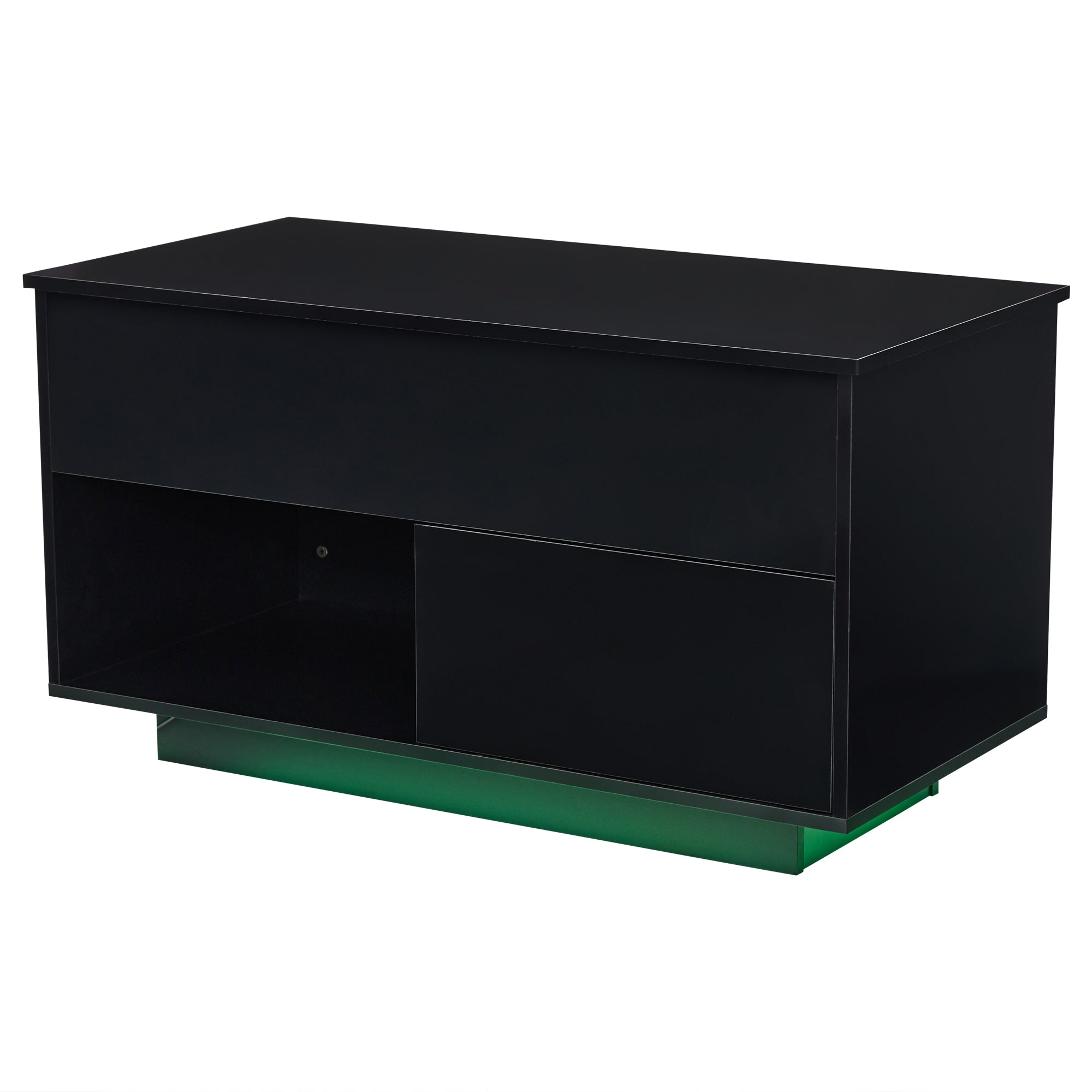 Logidon hoogglans salontafel 100x50x55 cm zwart LED-verlichting