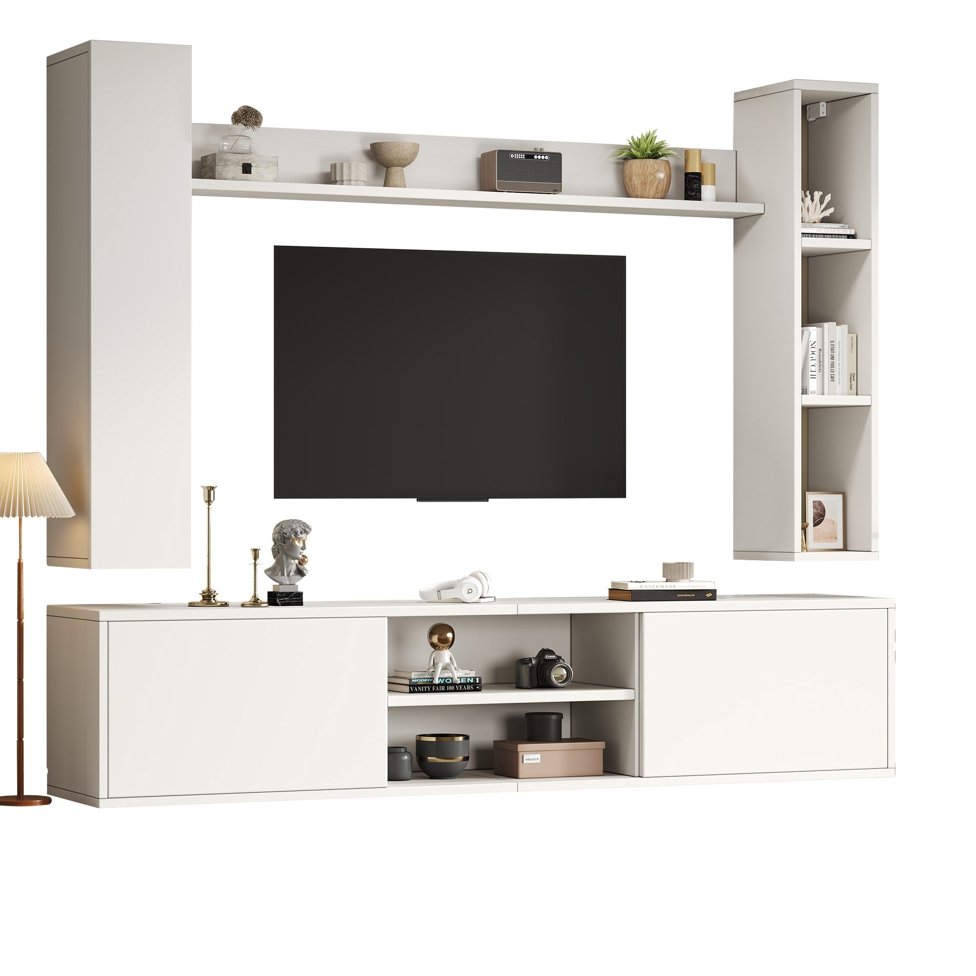 Logidon TV wandmeubel wit 180x35x33,5 cm compleet 4 delen
