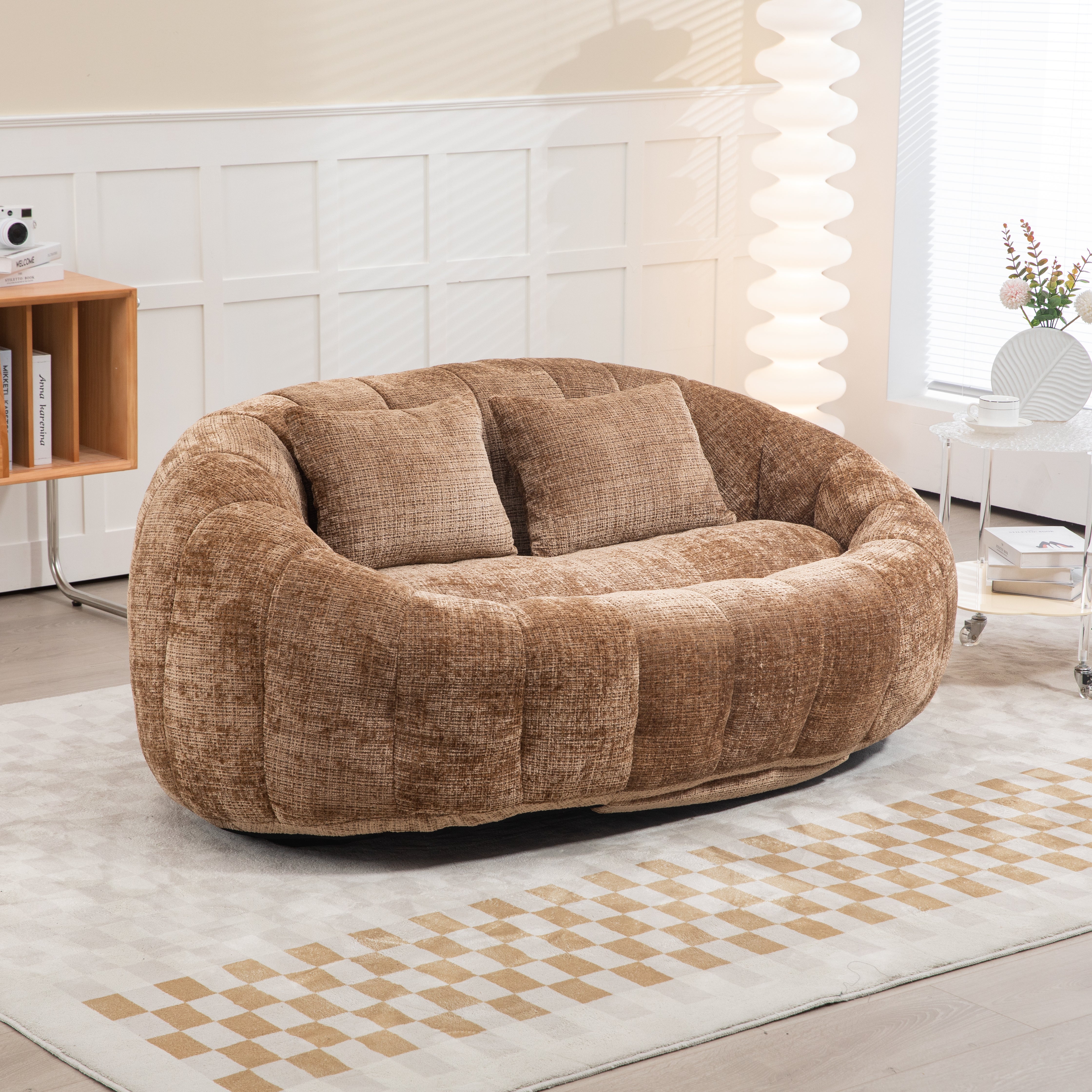 Logidon Zitzakbank Luxe Chenille Koffie Lounge Stoel